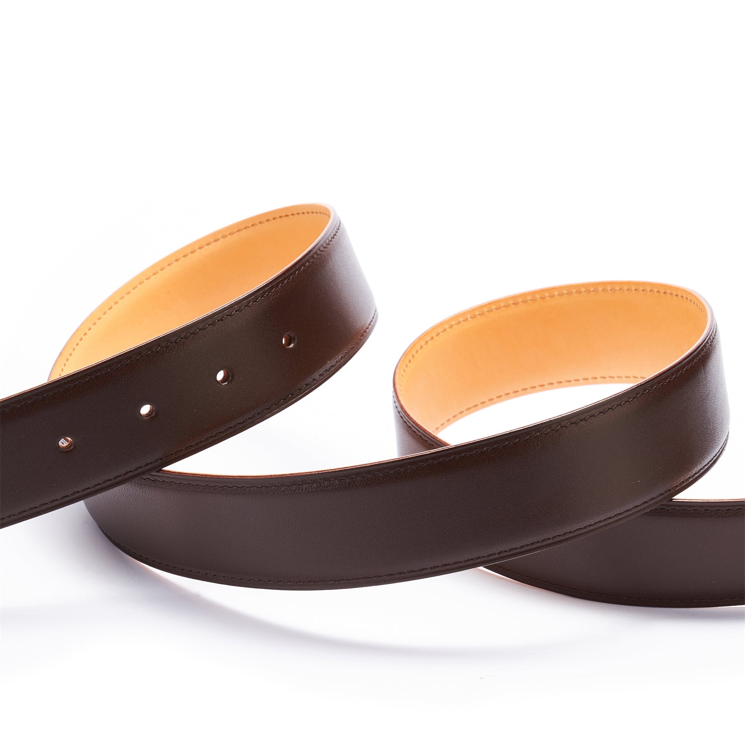 BELTLEY Brown Japanese Oak Vegetable-Tanned Leather Dress Belt-1.5"