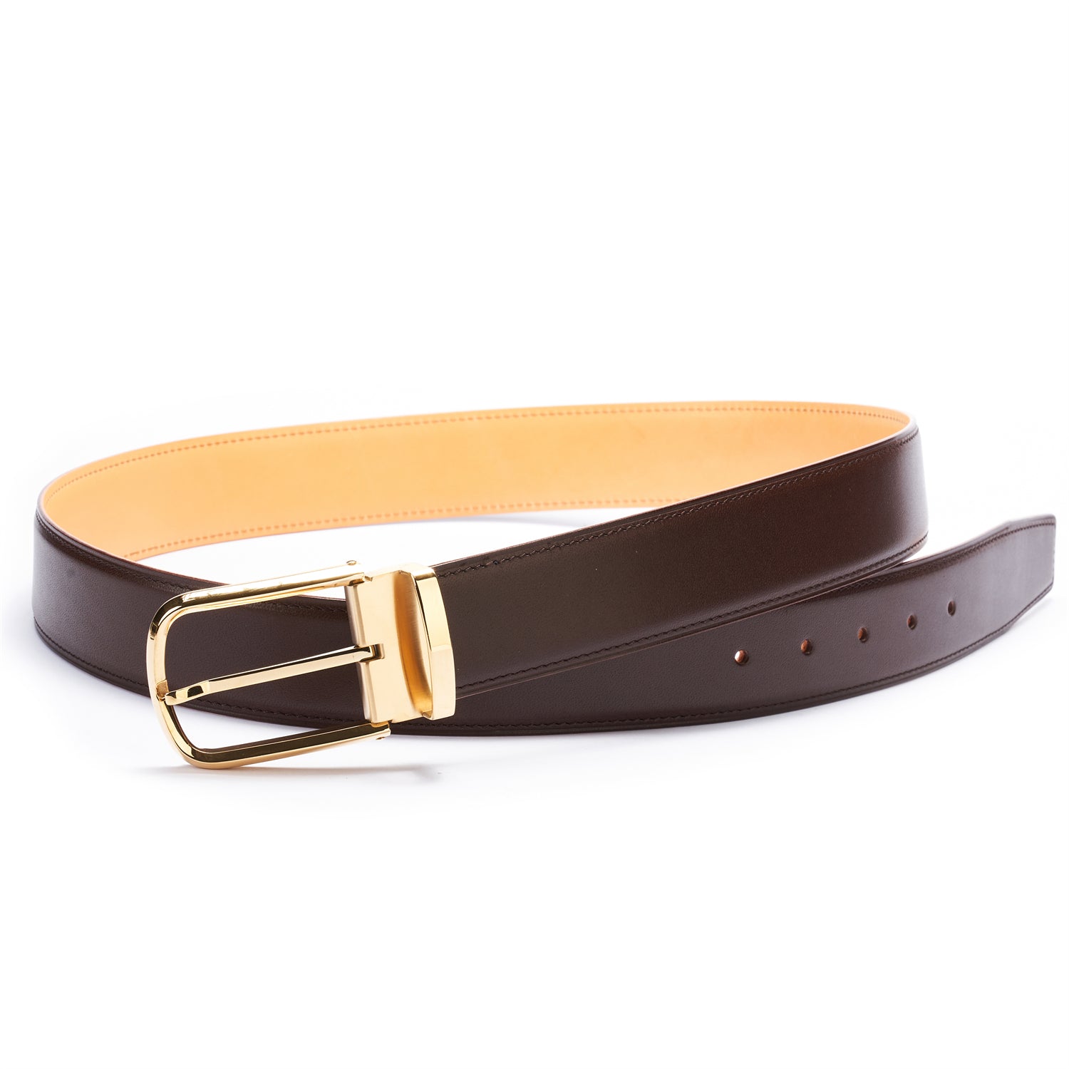 BELTLEY Brown Japanese Oak Vegetable-Tanned Leather Dress Belt-1.5"