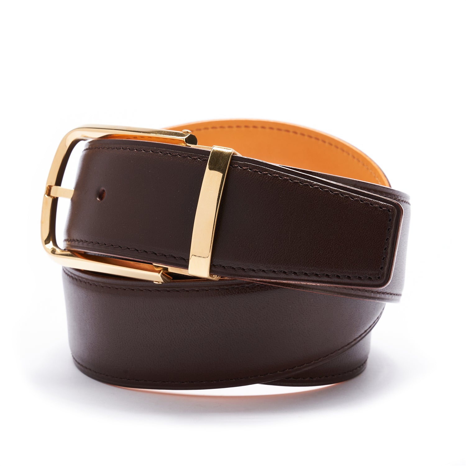 BELTLEY Brown Japanese Oak Vegetable-Tanned Leather Dress Belt-1.5"