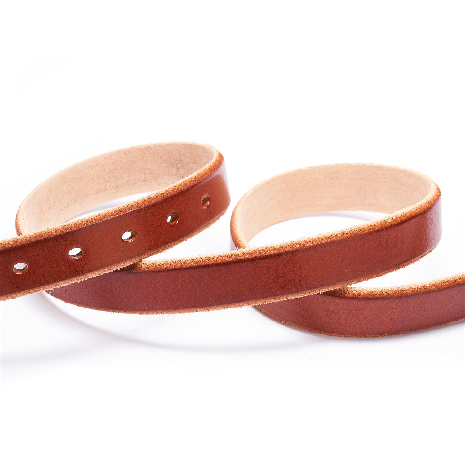 Brown Raw Edge Leather Belt for Women - 28mm, Full Grain — lay-flat view | BELTLEY