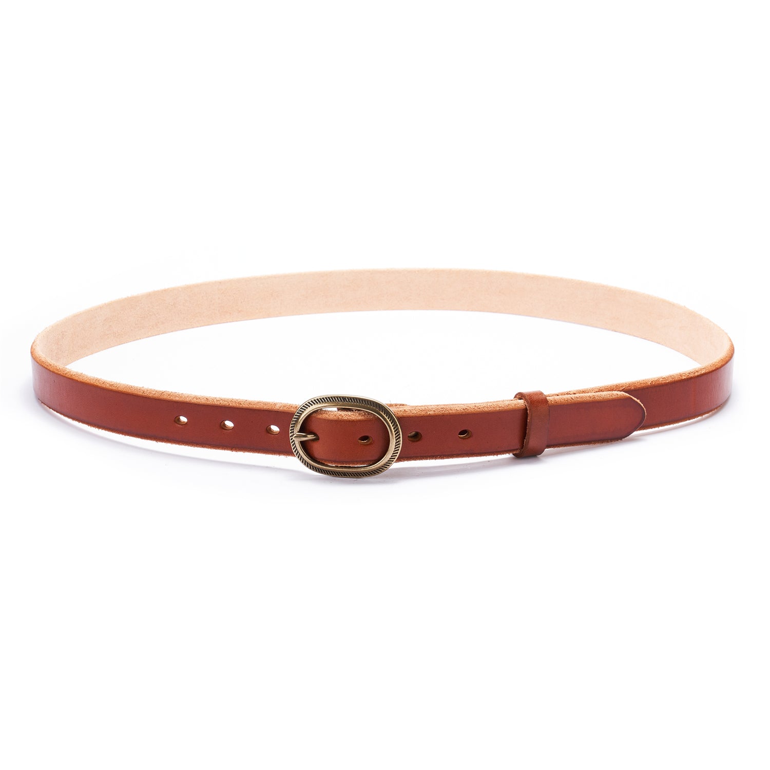 BELTLEY Brown Raw Edge Leather Belt for Women - 28mm, Full Grain