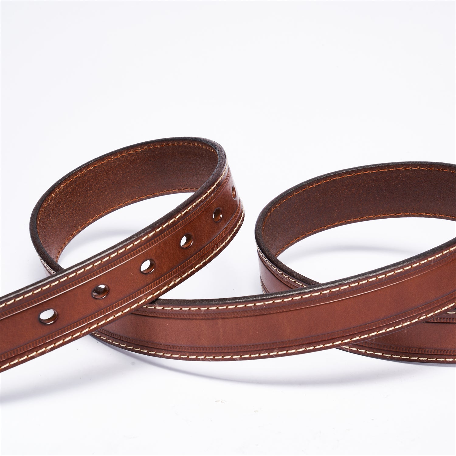 BELTLEY Brown Unisex Leather Belt 35MM -Box Frame Bronze Buckle