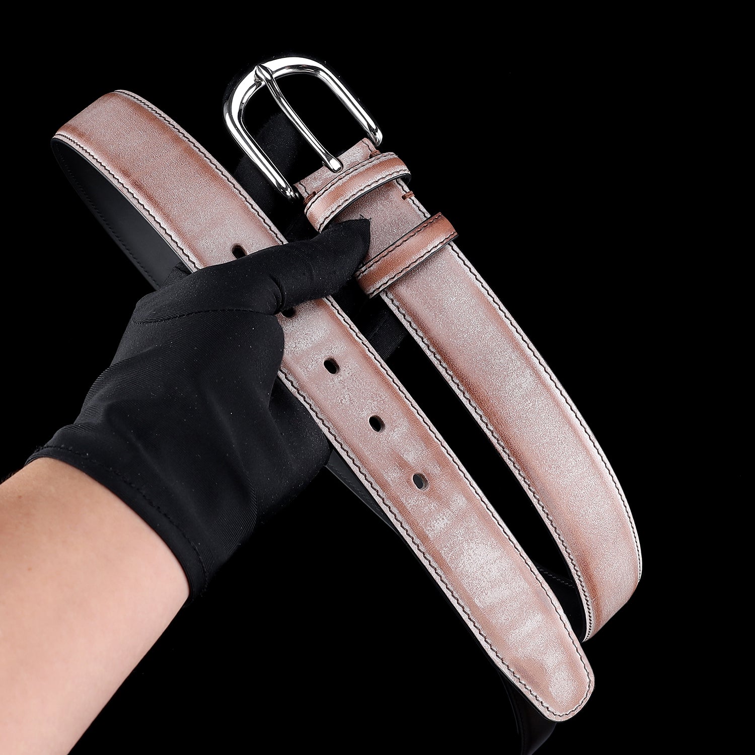 BELTLEY Brown Waxed Bridle Leather Belt-Unisex-1.35Inches