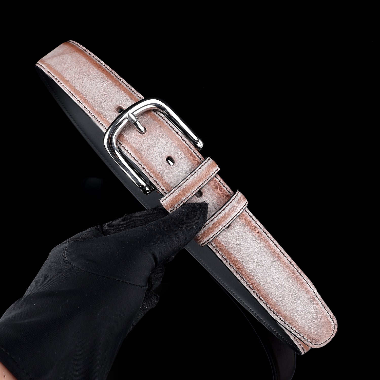 BELTLEY Brown Waxed Leather Belt – 1.38” Bridle Leather