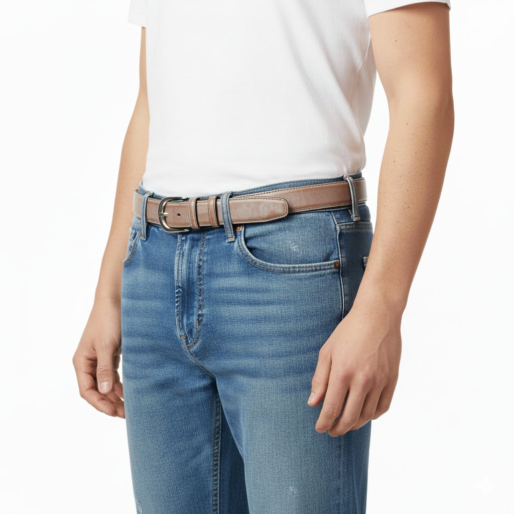 BELTLEY Brown Waxed Leather Belt – 1.38” Bridle Leather