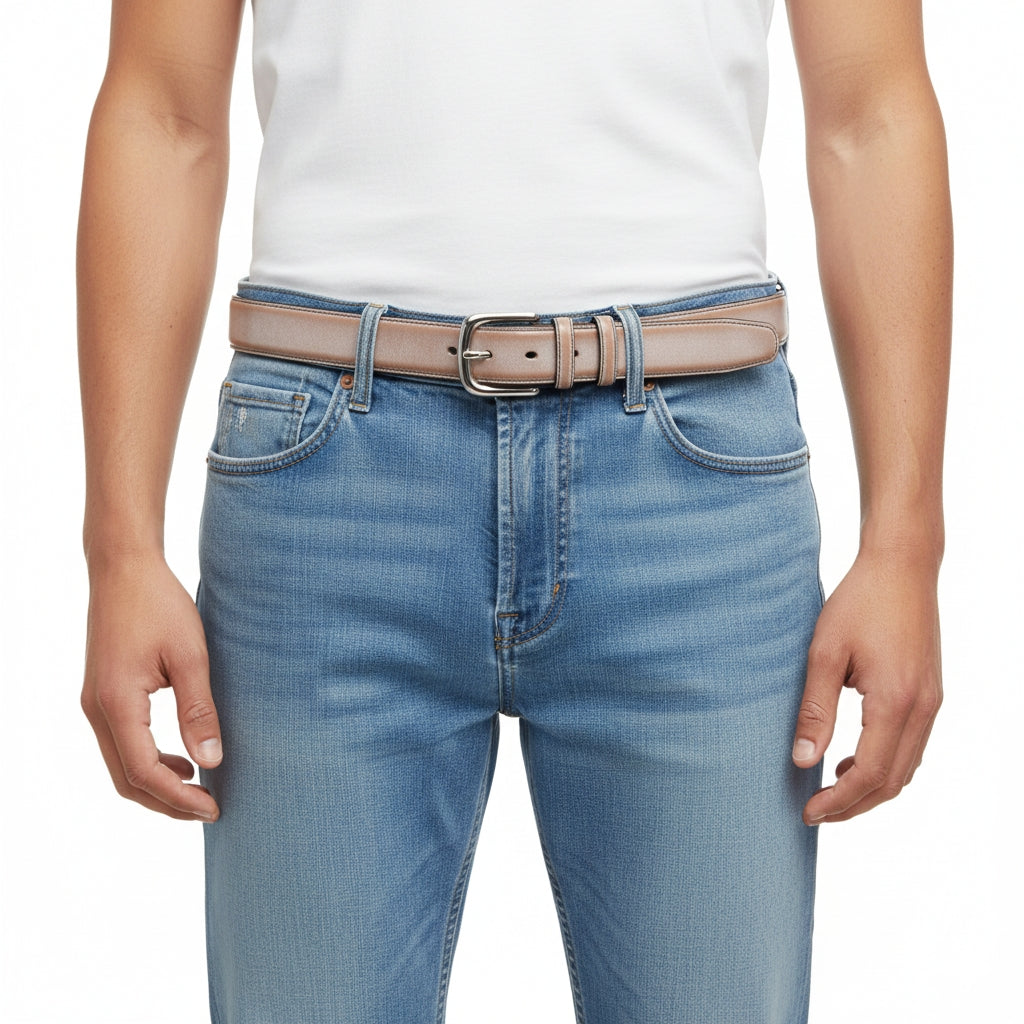 BELTLEY Brown Waxed Leather Belt – 1.38” Bridle Leather