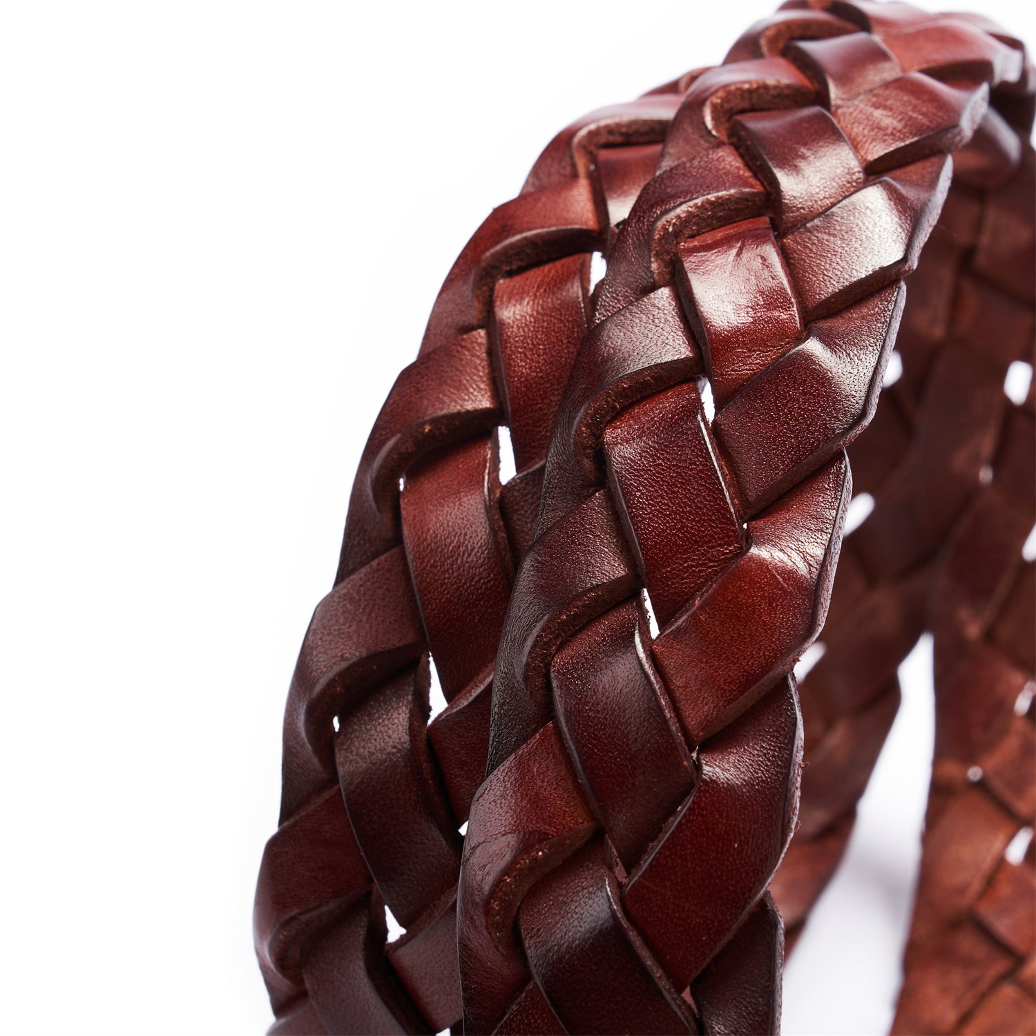 BELTLEY Burgundy Braided Leather Belt – 1.18” Wide