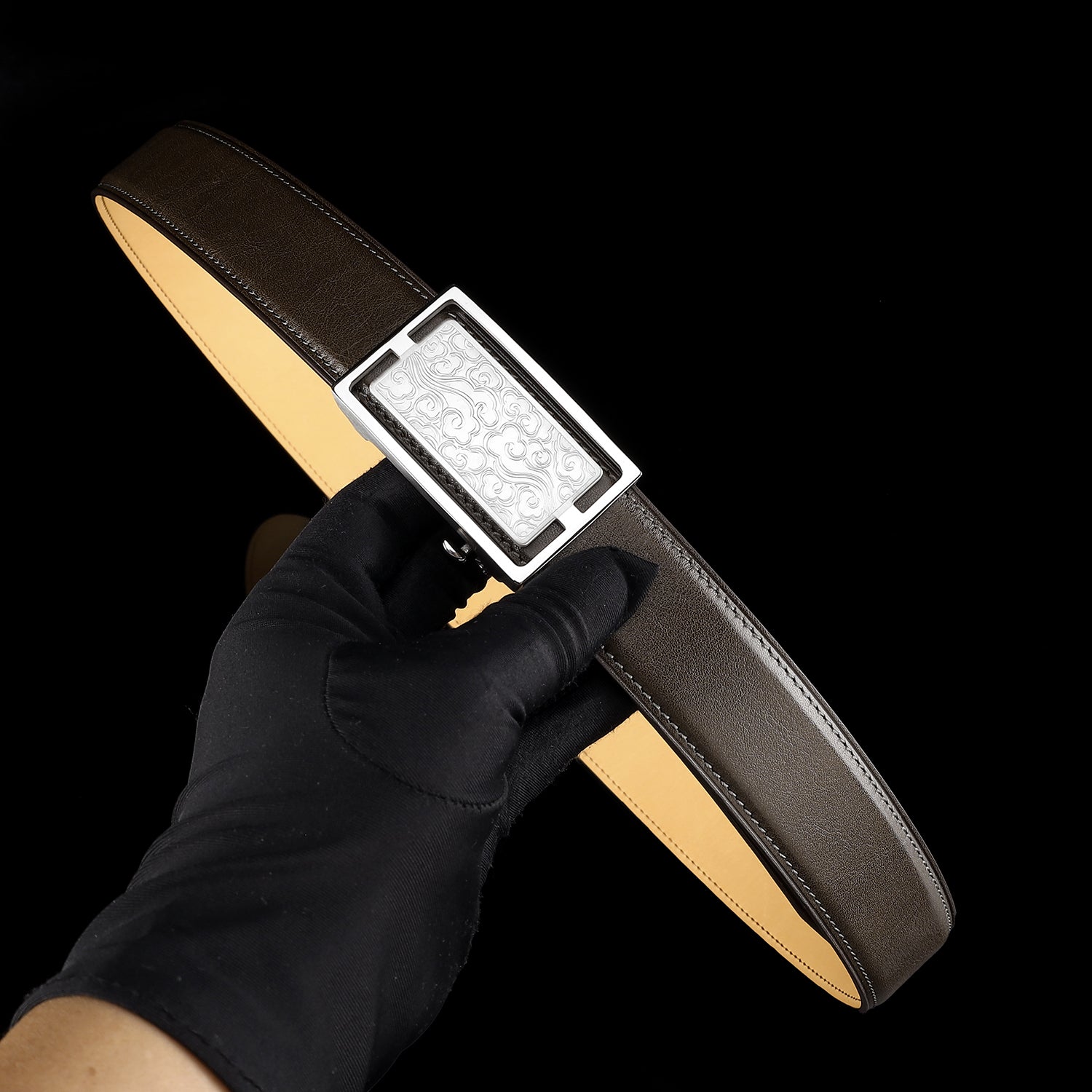 Calfskin Leather Belt with Cloud-Inspired Buckle — additional view 13 | BELTLEY