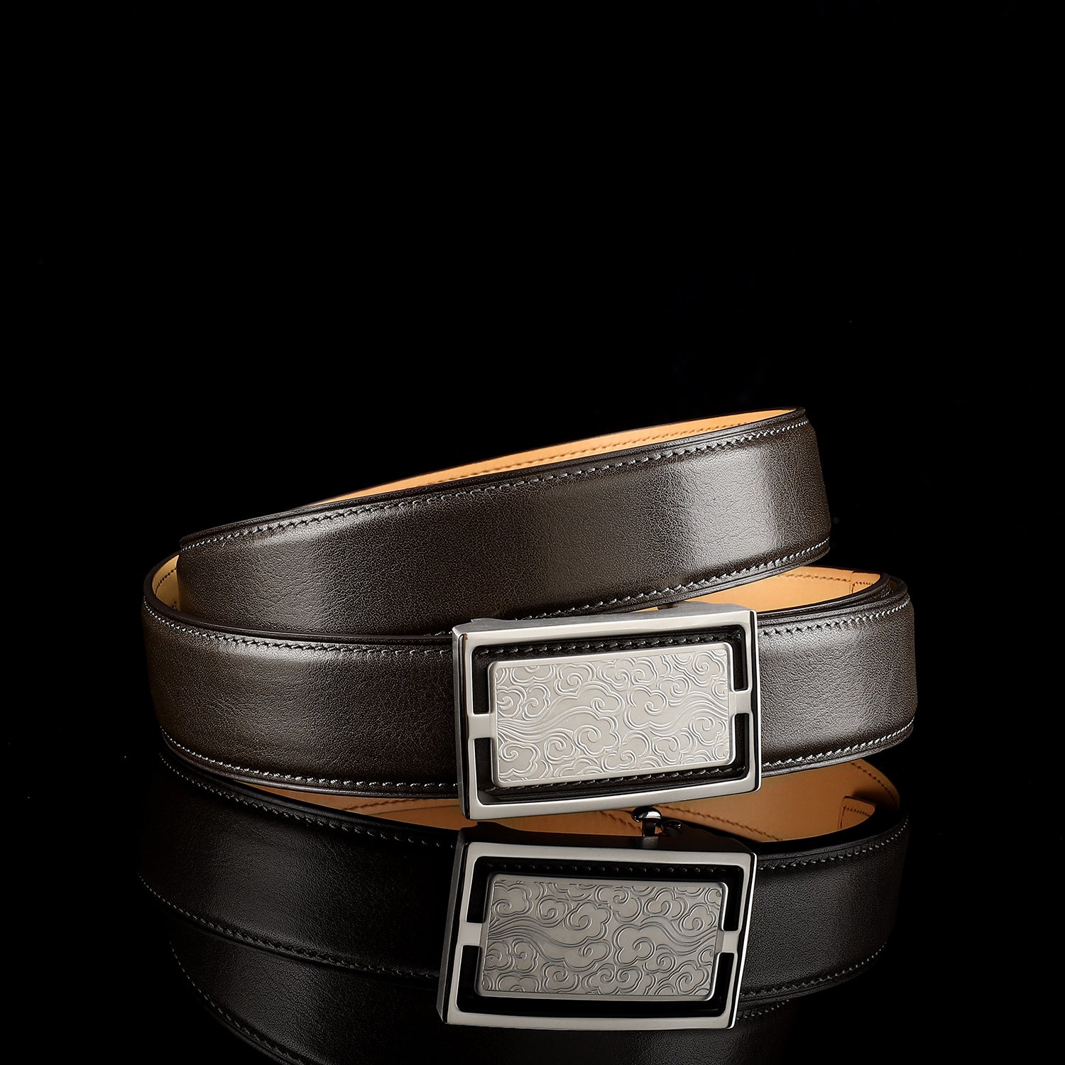 Calfskin Leather Belt with Cloud-Inspired Buckle — additional view 11 | BELTLEY
