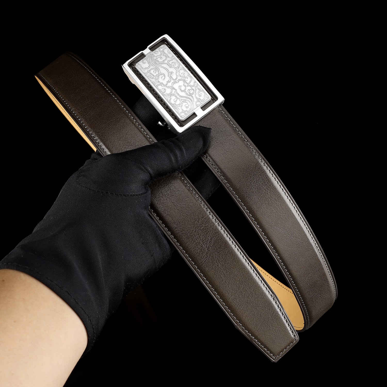 Calfskin Leather Belt with Cloud-Inspired Buckle — additional view 15 | BELTLEY