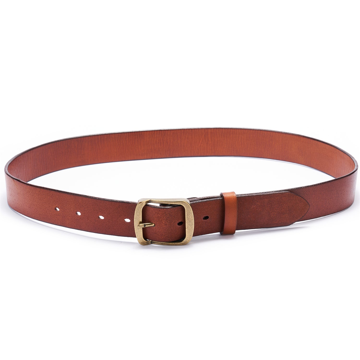BELTLEY Chestnut Full Grain Leather Belt-Unisex 1.25 Inches