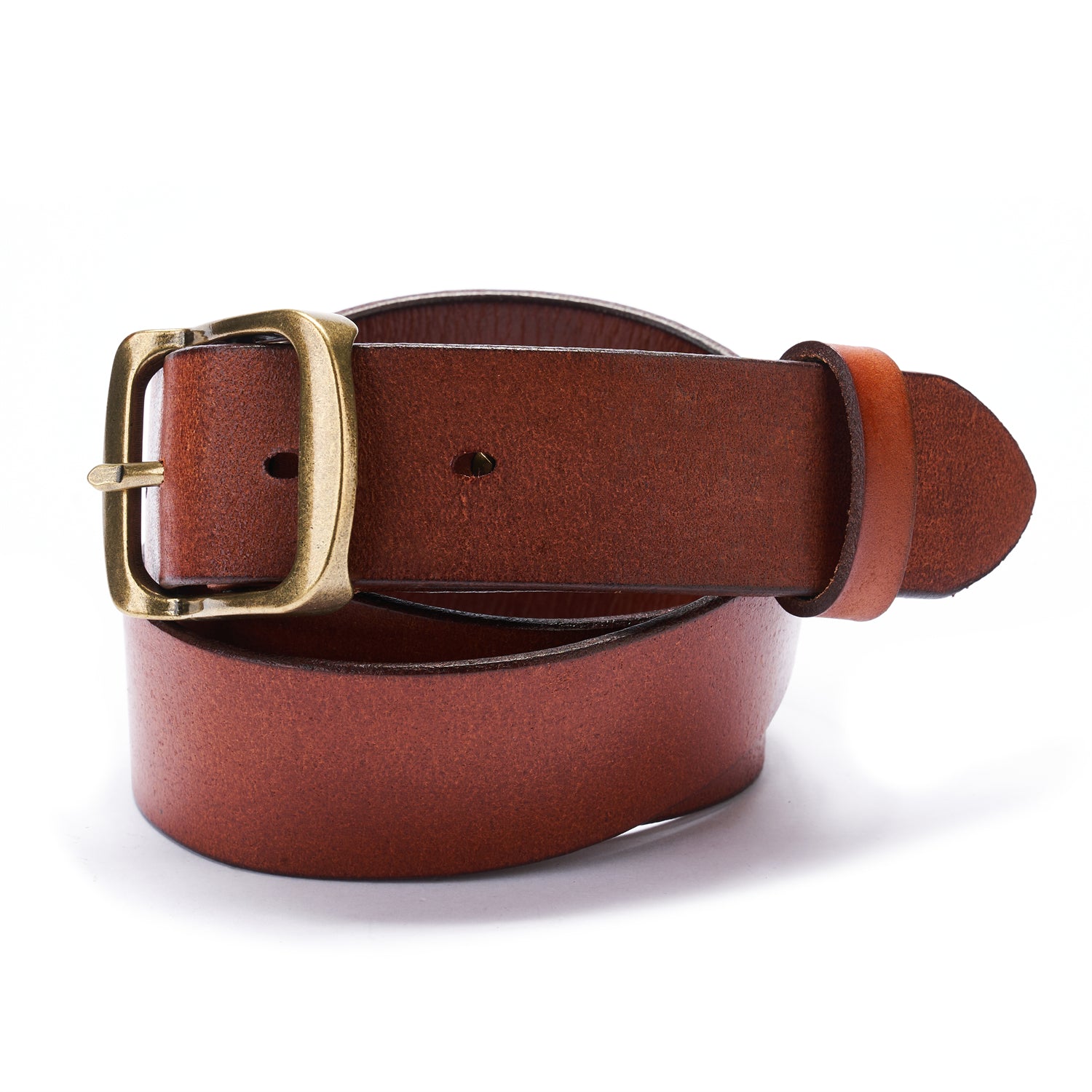 BELTLEY Chestnut Full Grain Leather Belt-Unisex 1.25 Inches