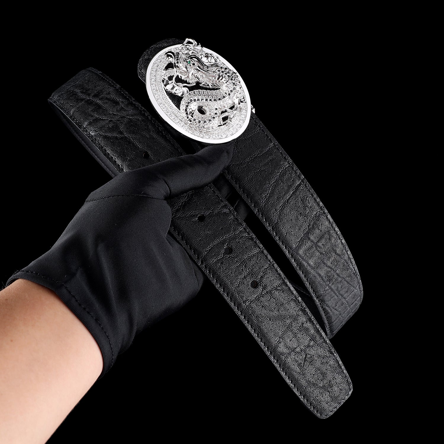 BELTLEY Chinese dragon silver Buckle belt Elephant -3D Long. Jewelry Drade Buckle