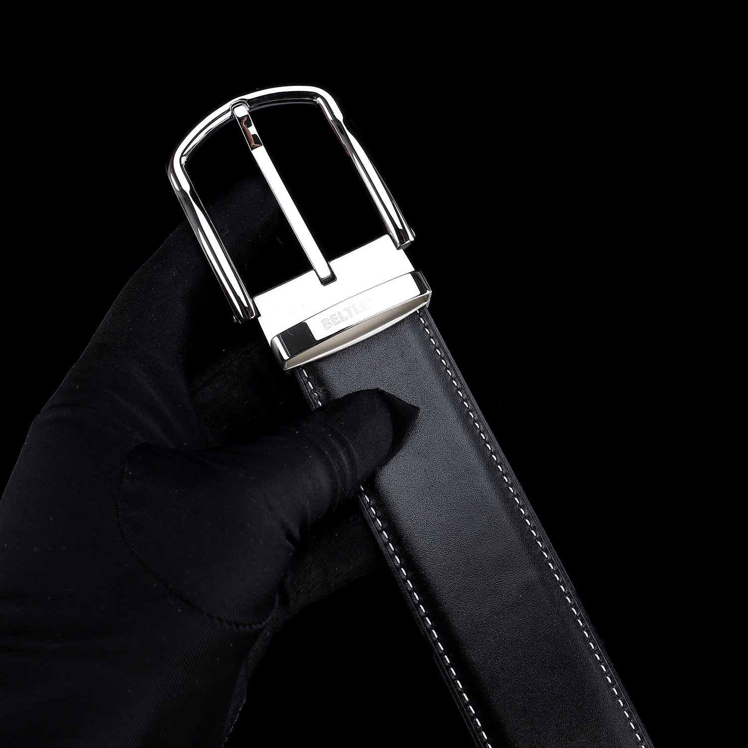 BELTLEY Classic Black Smooth Leather Belt-1.5 Inches