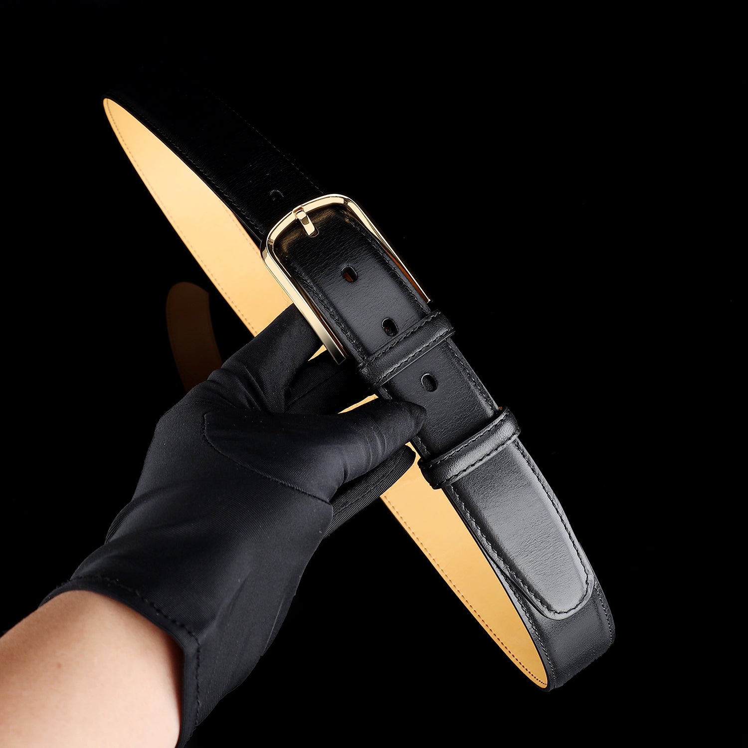 Classic Calfskin Leather Dress Belt – 1.38 Inches — buckle close-up | BELTLEY