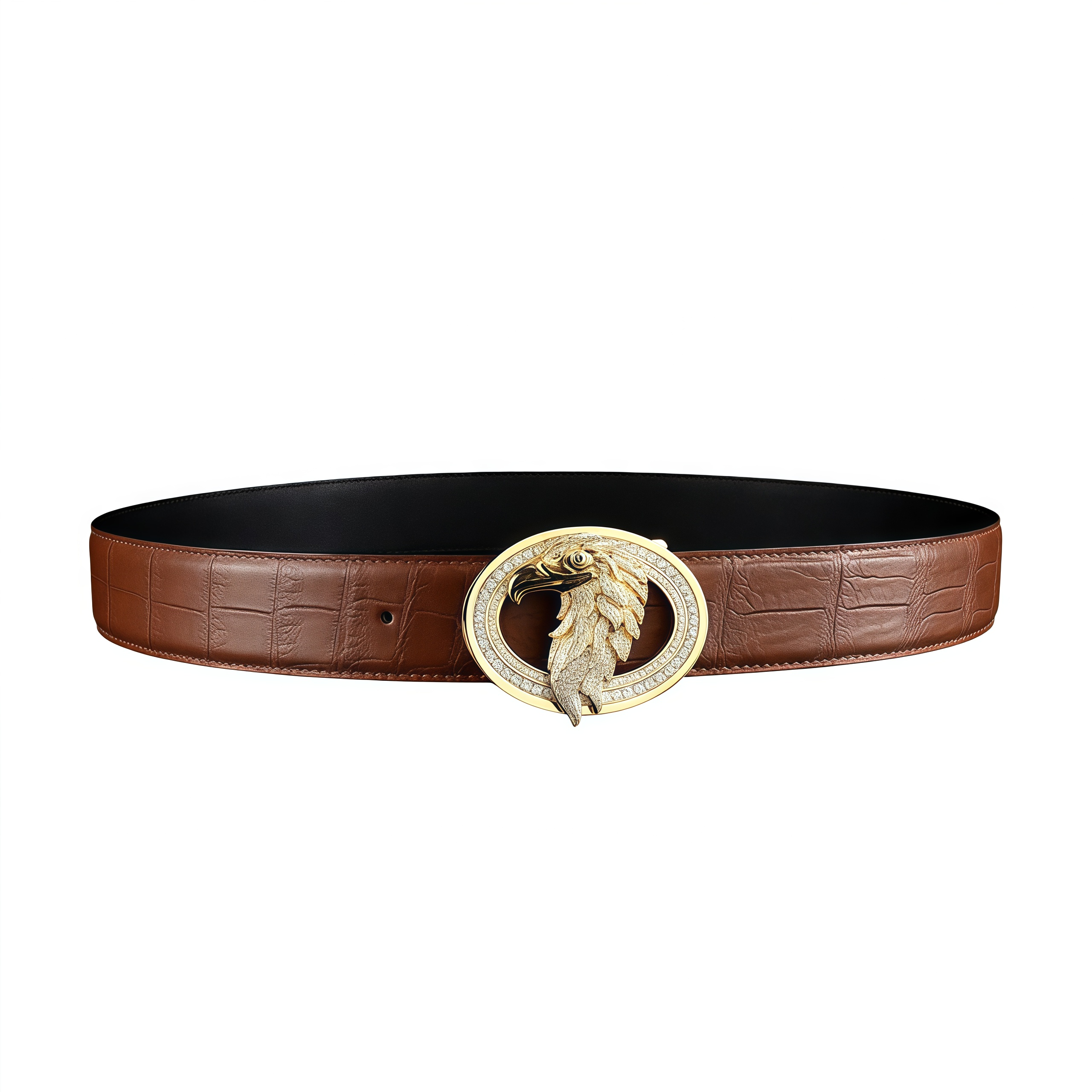 BELTLEY Classic Chestnut brown Mens Crocodile Belt