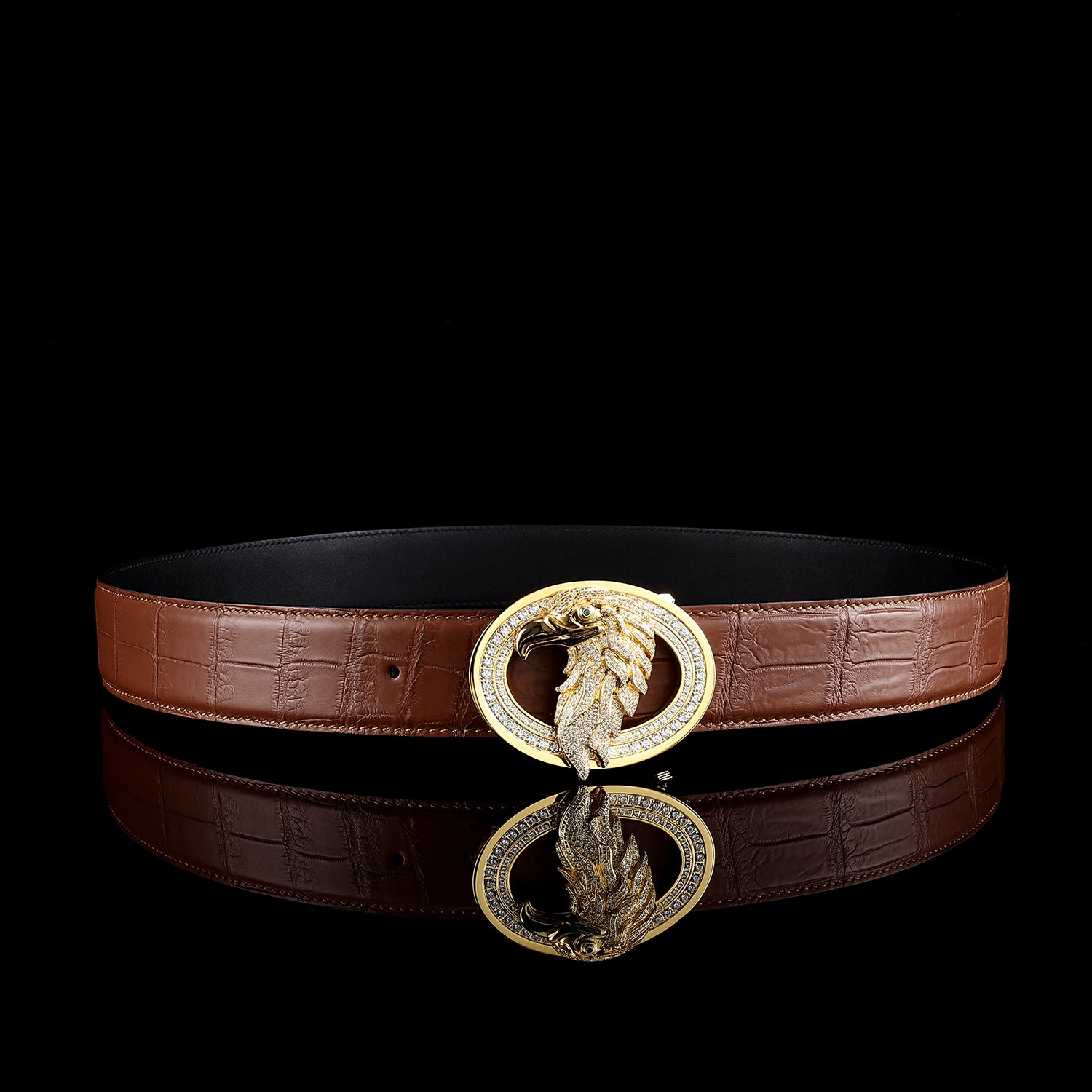 BELTLEY Classic Chestnut brown Mens Crocodile Belt