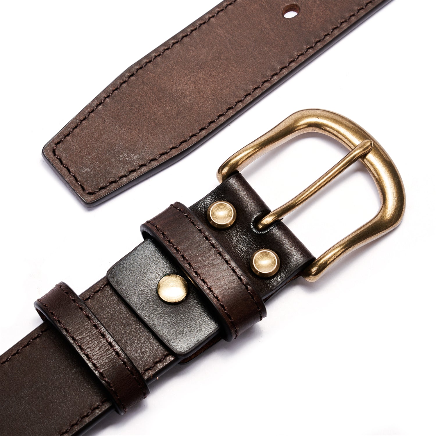 BELTLEY Distressed Espresso Brown Full Grain Leather Belt - Timeless Style