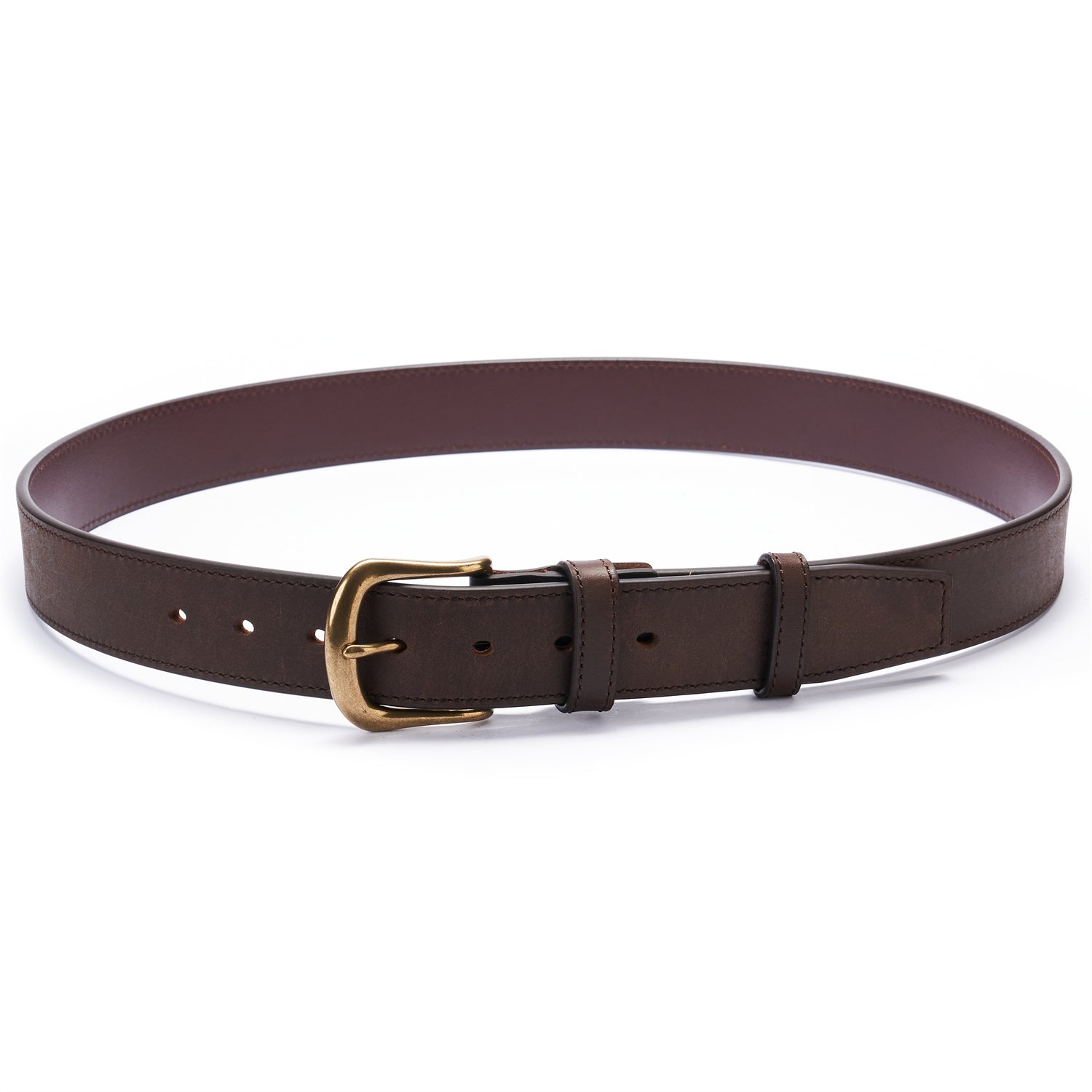 BELTLEY Distressed Espresso Brown Full Grain Leather Belt - Timeless Style