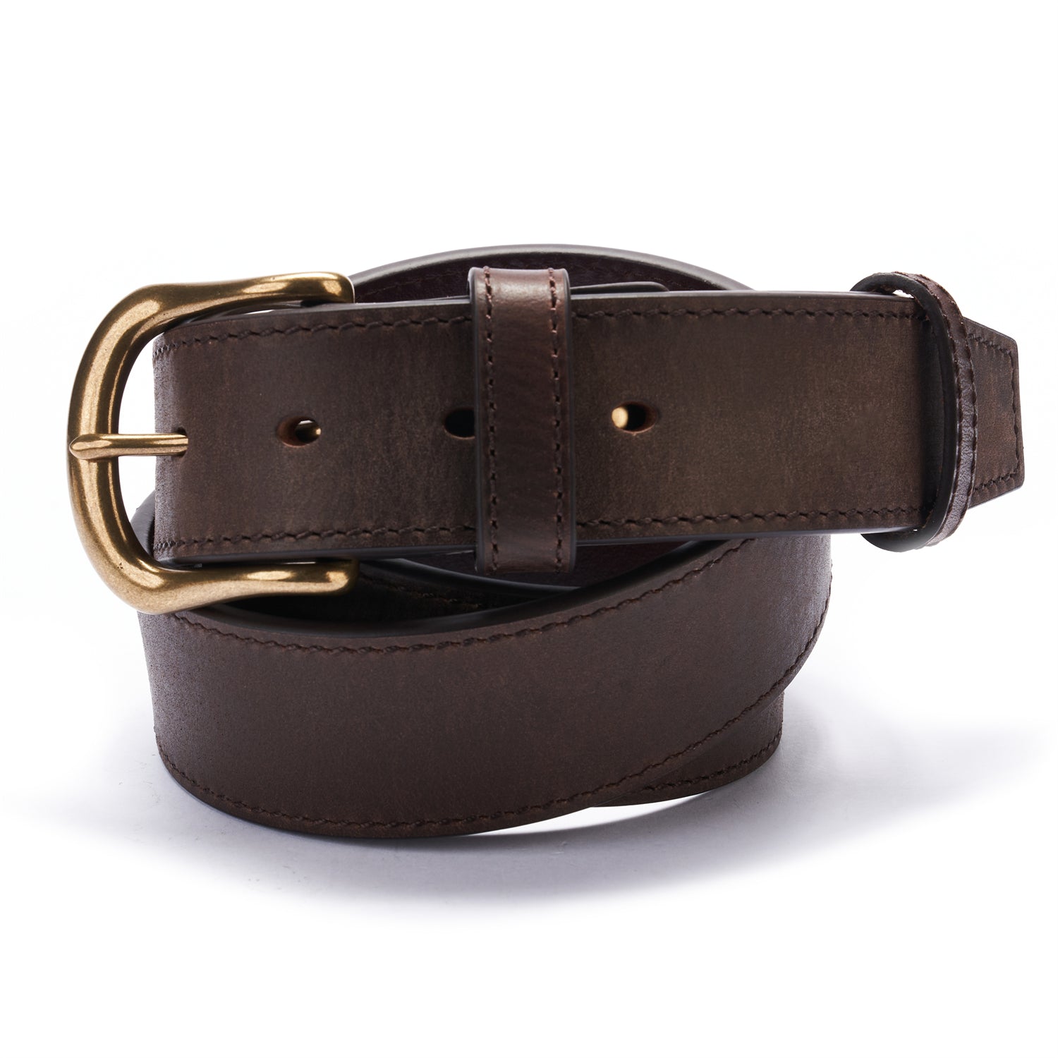 BELTLEY Distressed Espresso Brown Full Grain Leather Belt - Timeless Style