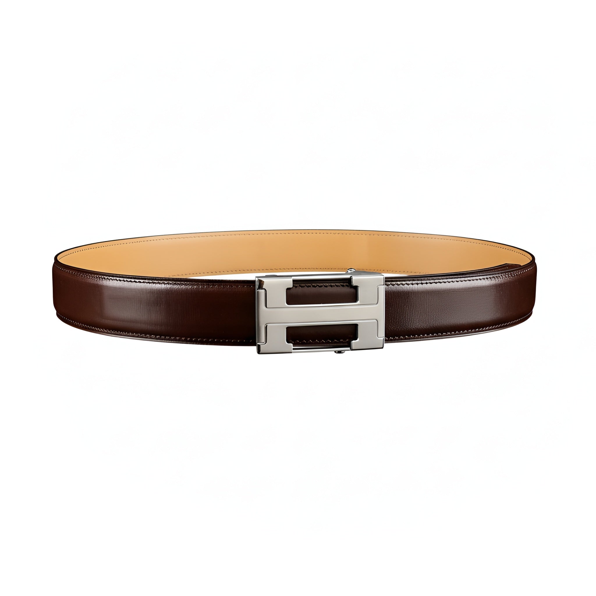 Classic Full-Grain Calfskin Leather Belt with “H” Buckle — edge detail | BELTLEY