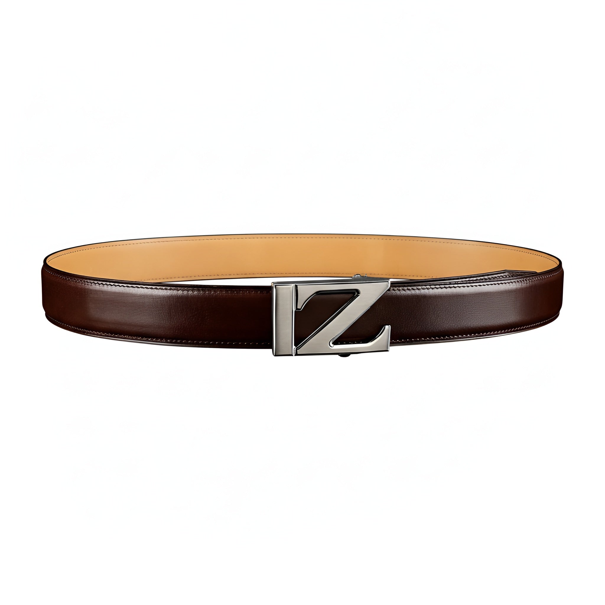 Classic Full-Grain Calfskin Leather Belt with “Z” Buckle — edge detail | BELTLEY