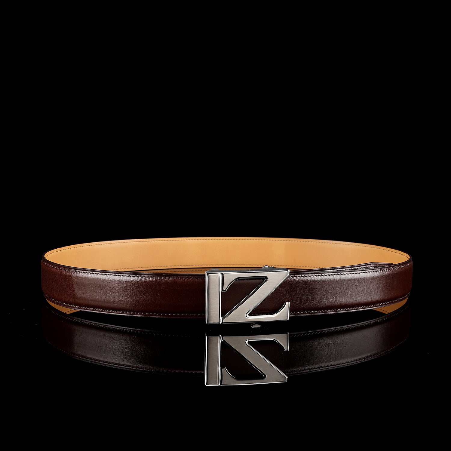 BELTLEY Classic Full-Grain Calfskin Leather Belt with “Z” Buckle