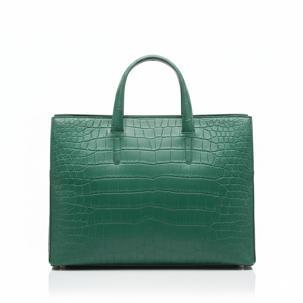 BELTLEY Crocodile Briefcase in Emerald Green
