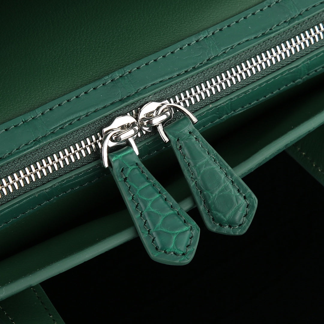 BELTLEY Crocodile Briefcase in Emerald Green