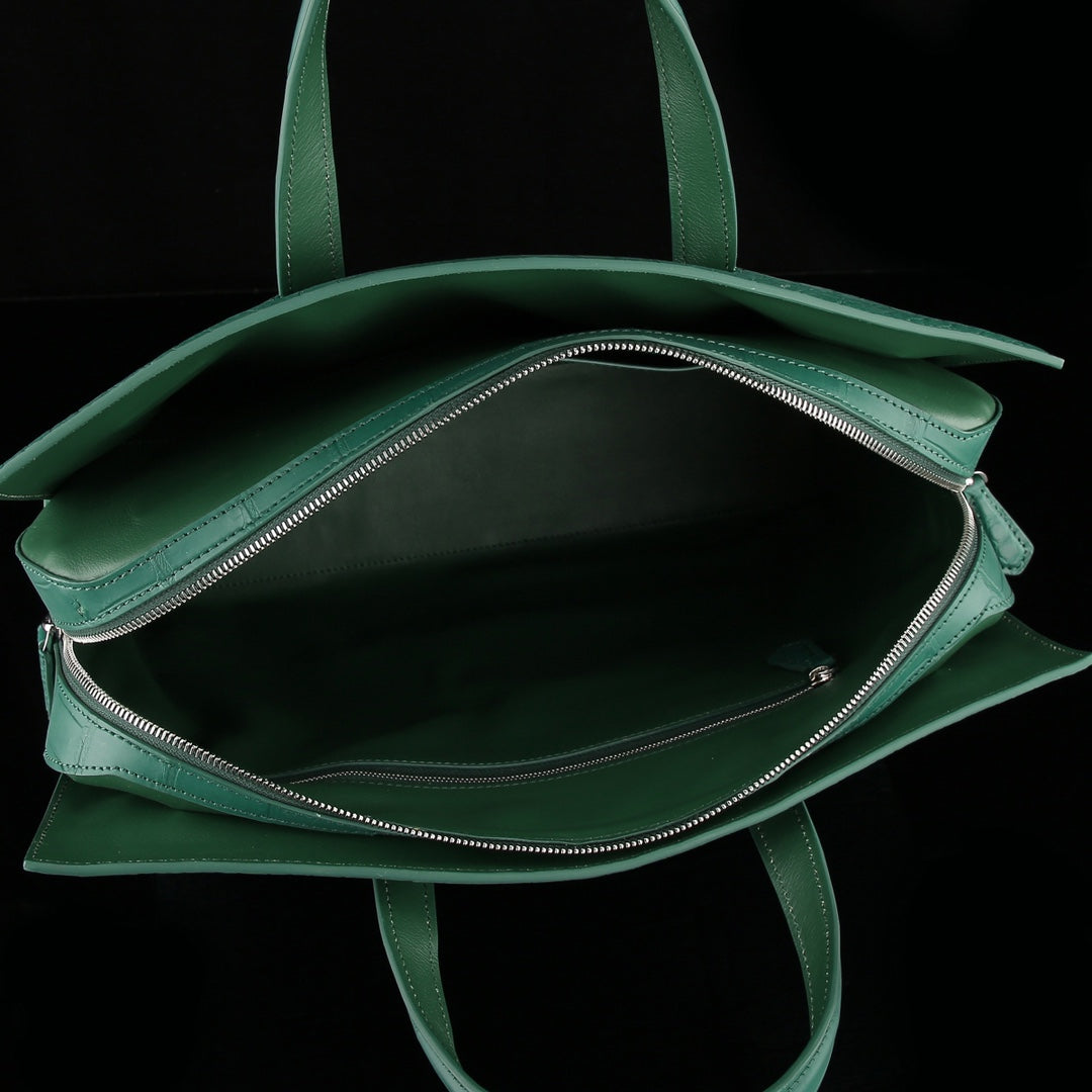 BELTLEY Crocodile Briefcase in Emerald Green