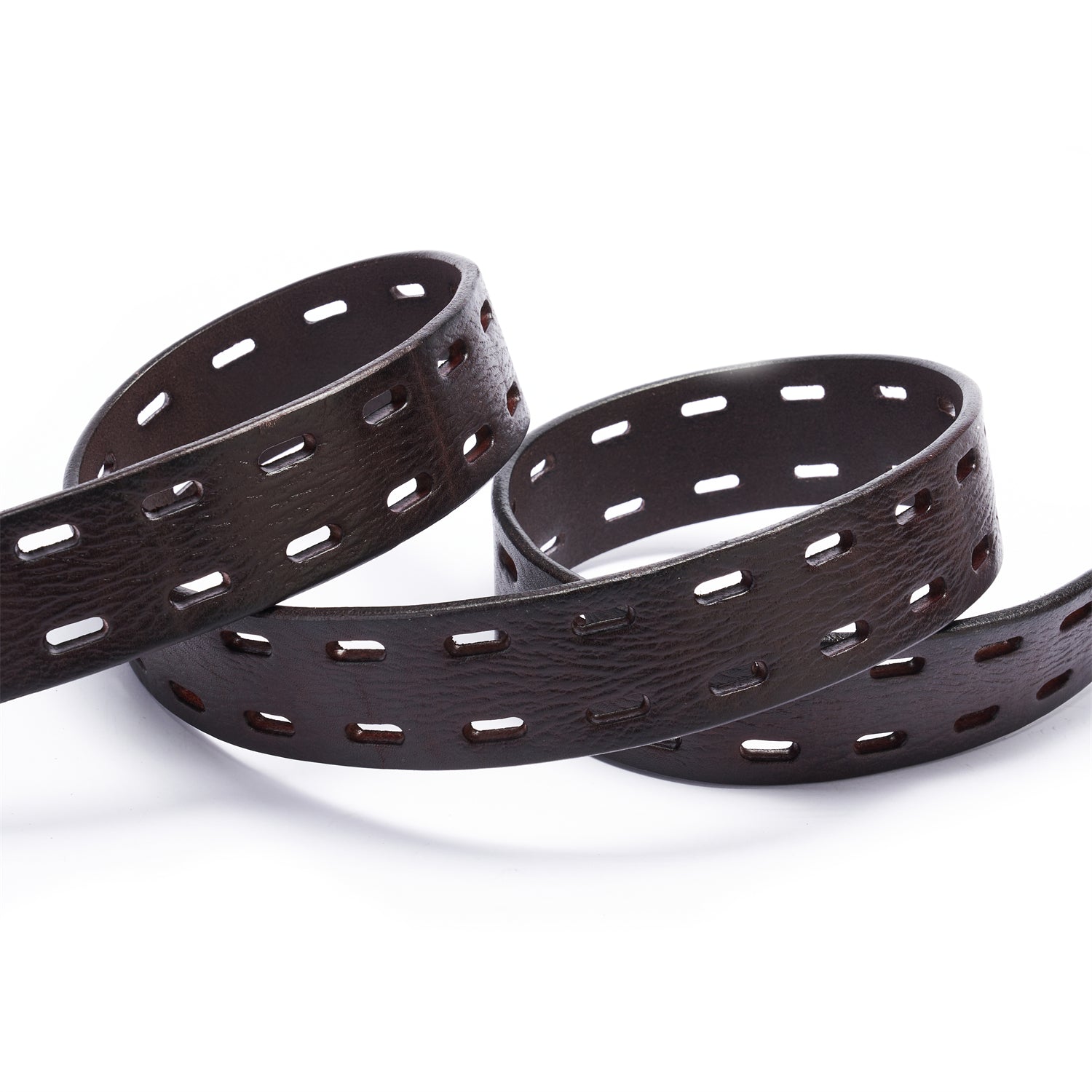 BELTLEY Dark Brown Double Prong Leather Belt for Men 1.5 Inches