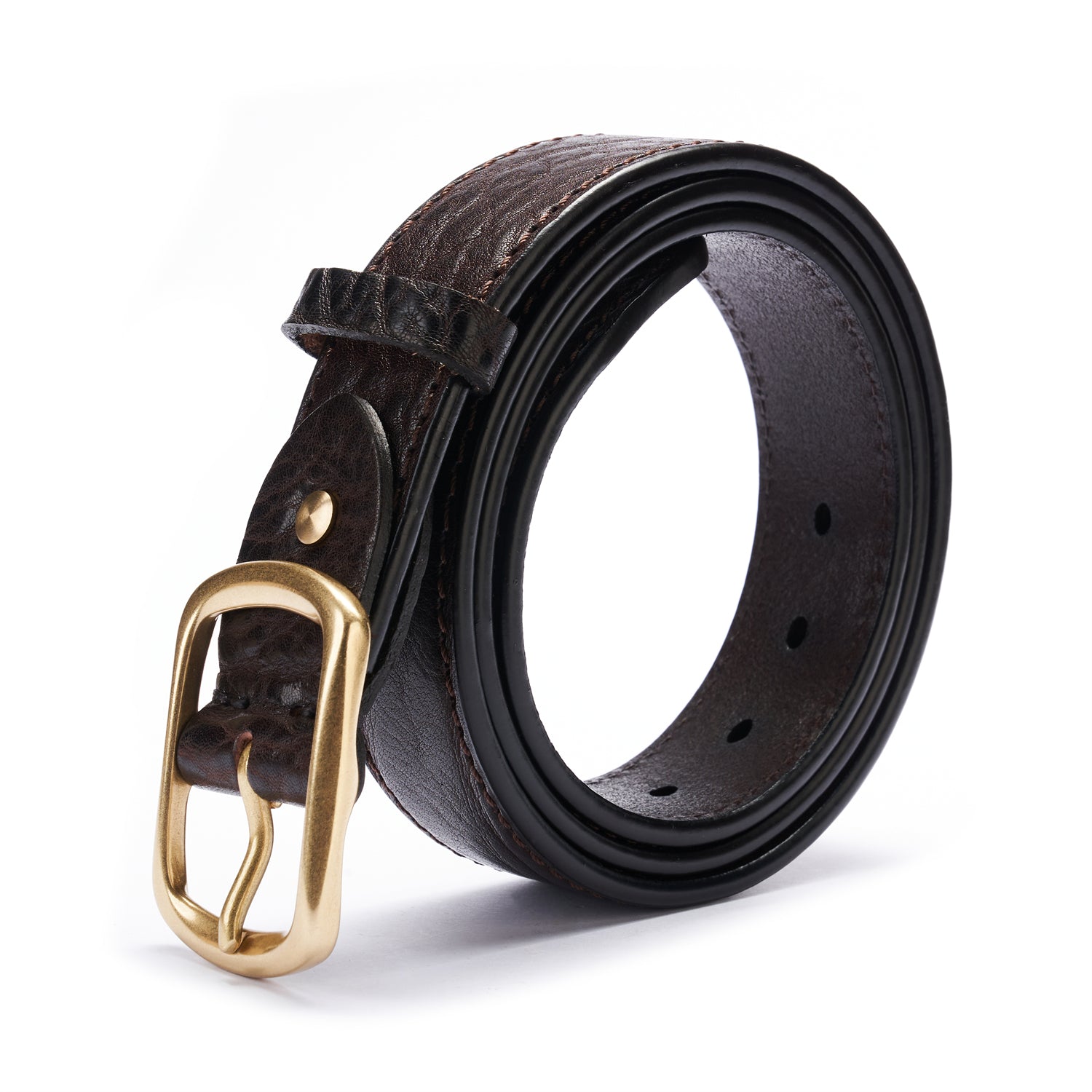BELTLEY Dark Brown Heavy-Duty Full Grain Leather Rugged Belt
