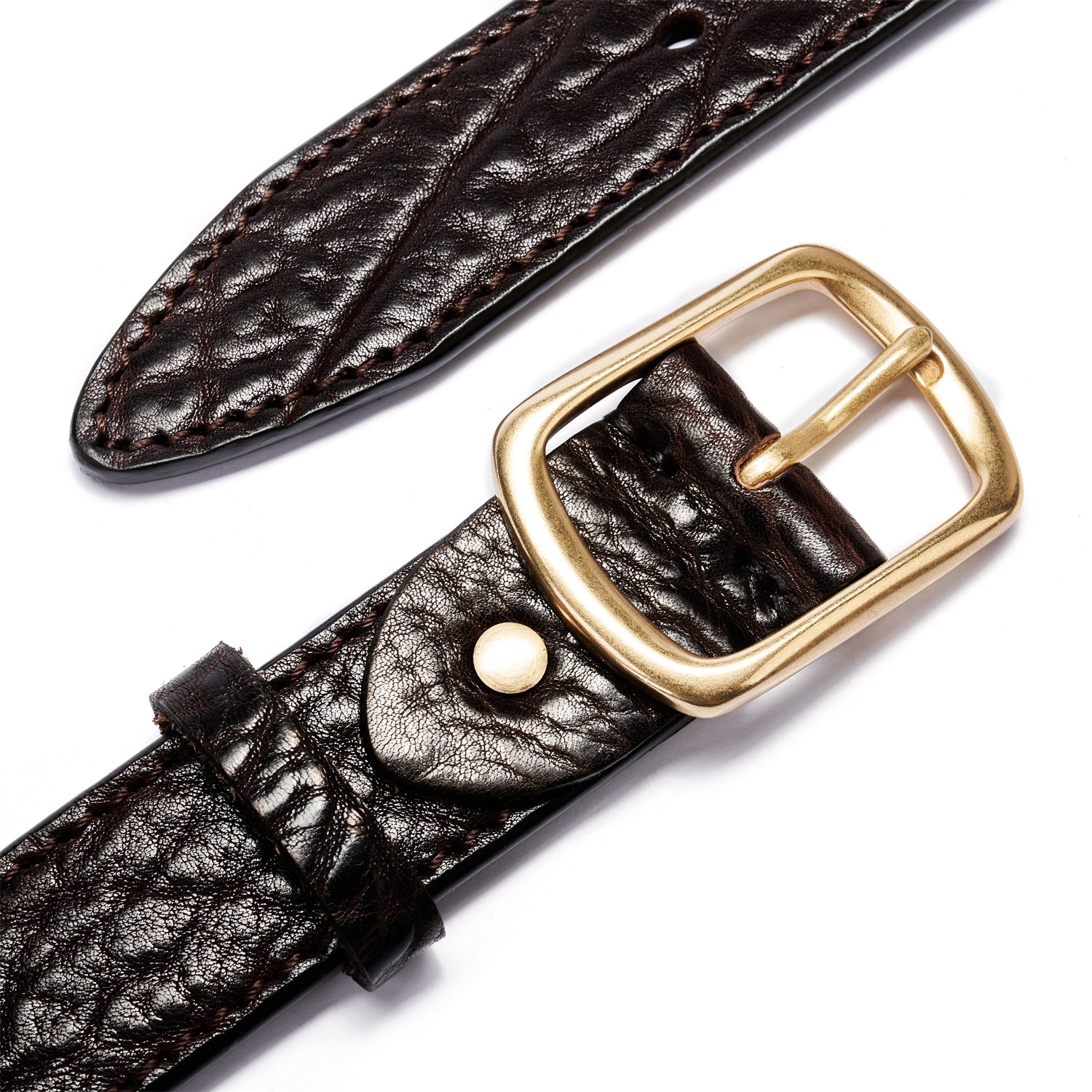 BELTLEY Dark Brown Heavy-Duty Full Grain Leather Rugged Belt