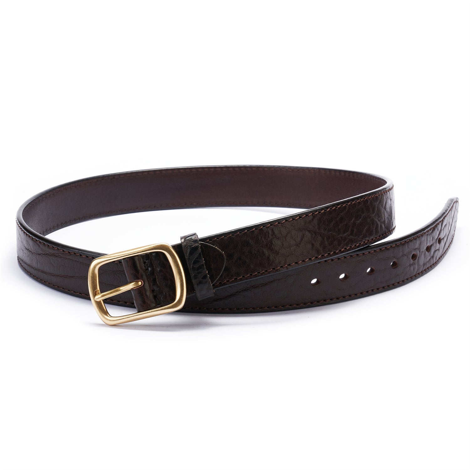 BELTLEY Dark Brown Heavy-Duty Full Grain Leather Rugged Belt