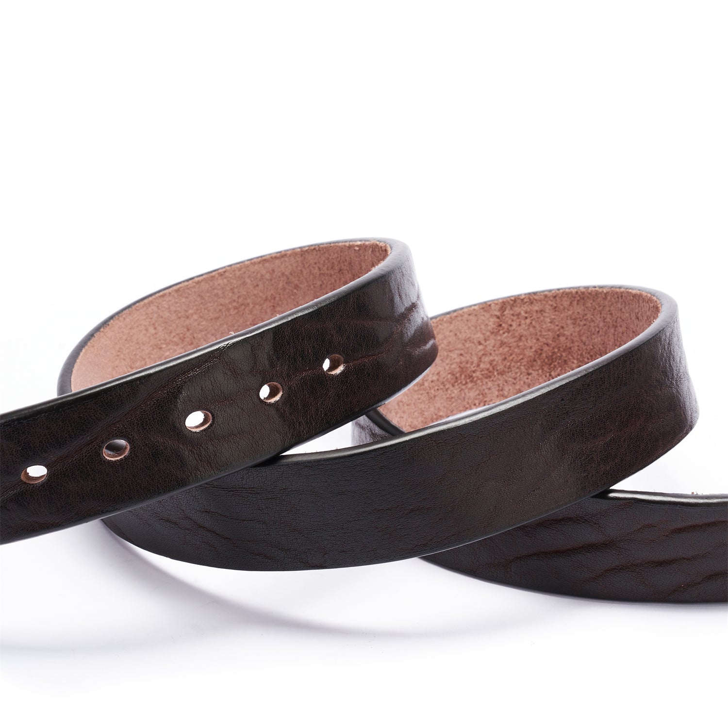 Dark Brown Heavy-Duty Full Grain Leather Rugged Belt with Suede Backing — lay-flat view | BELTLEY