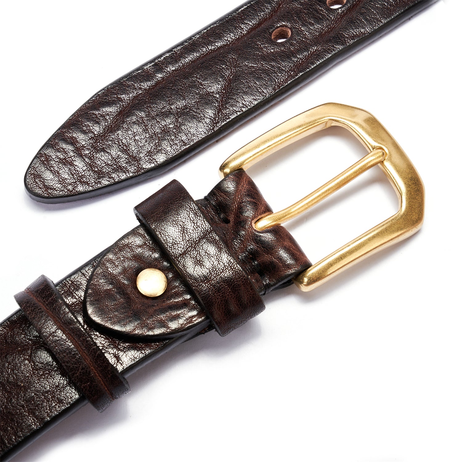 BELTLEY Dark Brown Heavy-Duty Full Grain Leather Rugged Belt with Suede Backing