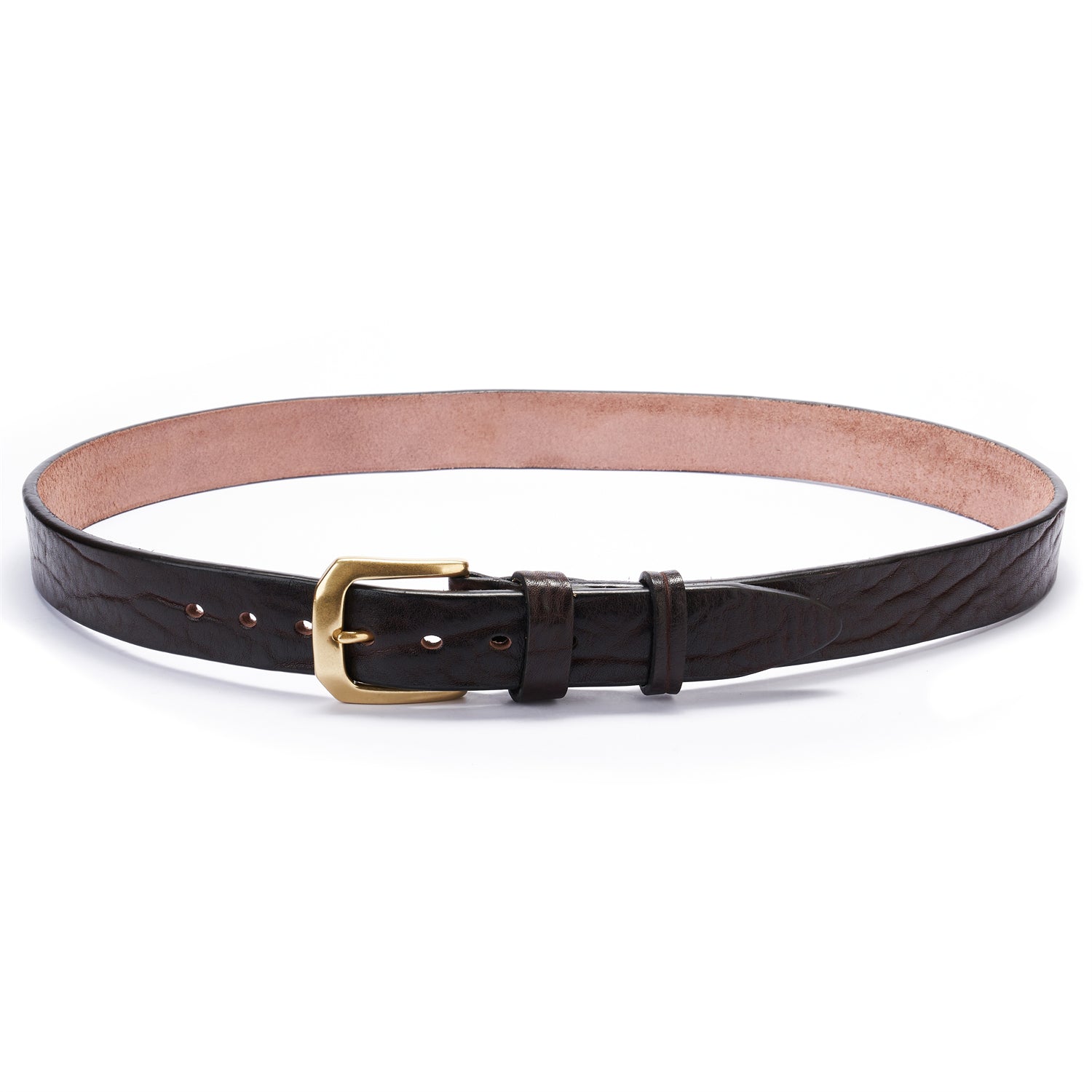 BELTLEY Dark Brown Heavy-Duty Full Grain Leather Rugged Belt with Suede Backing