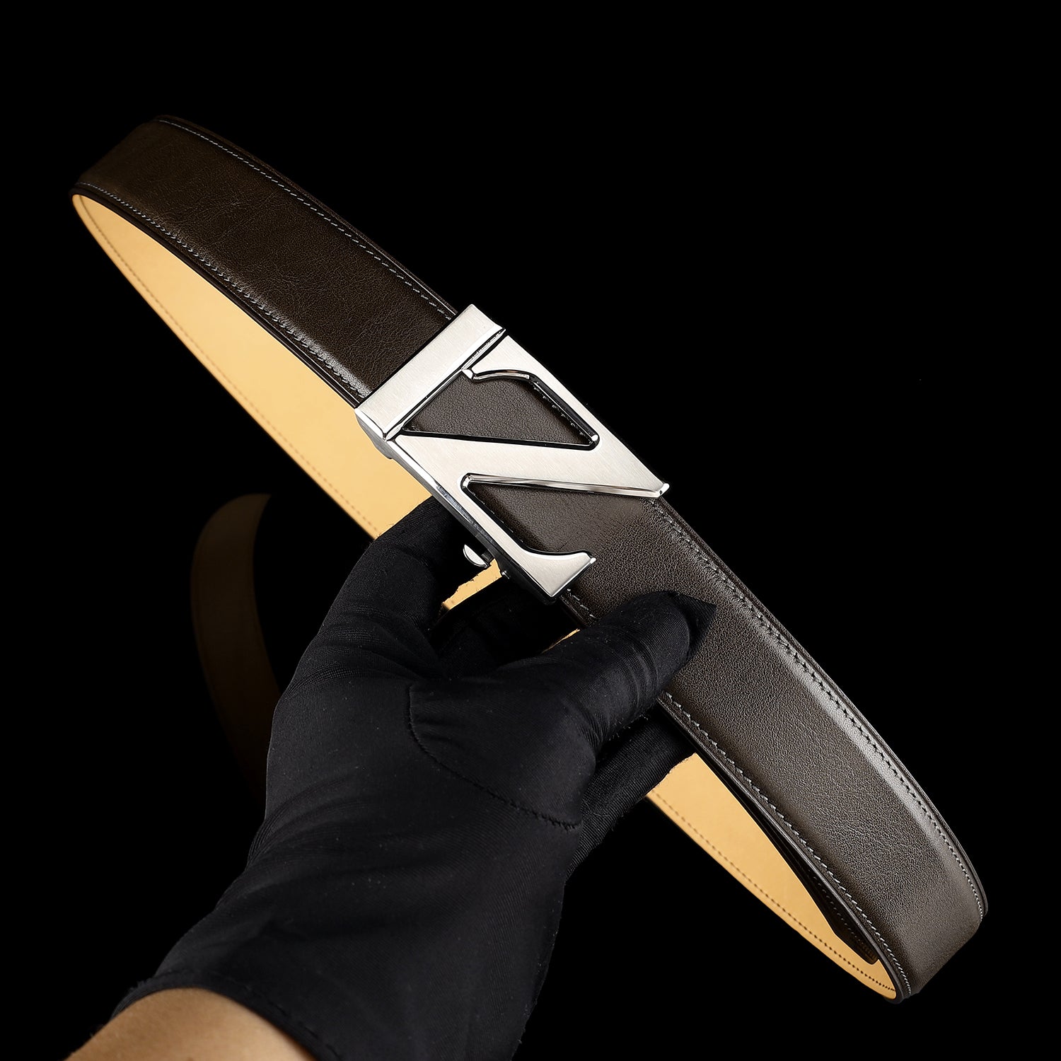 Classic Full-Grain Calfskin Leather Belt with “Z” Buckle — additional view 13 | BELTLEY