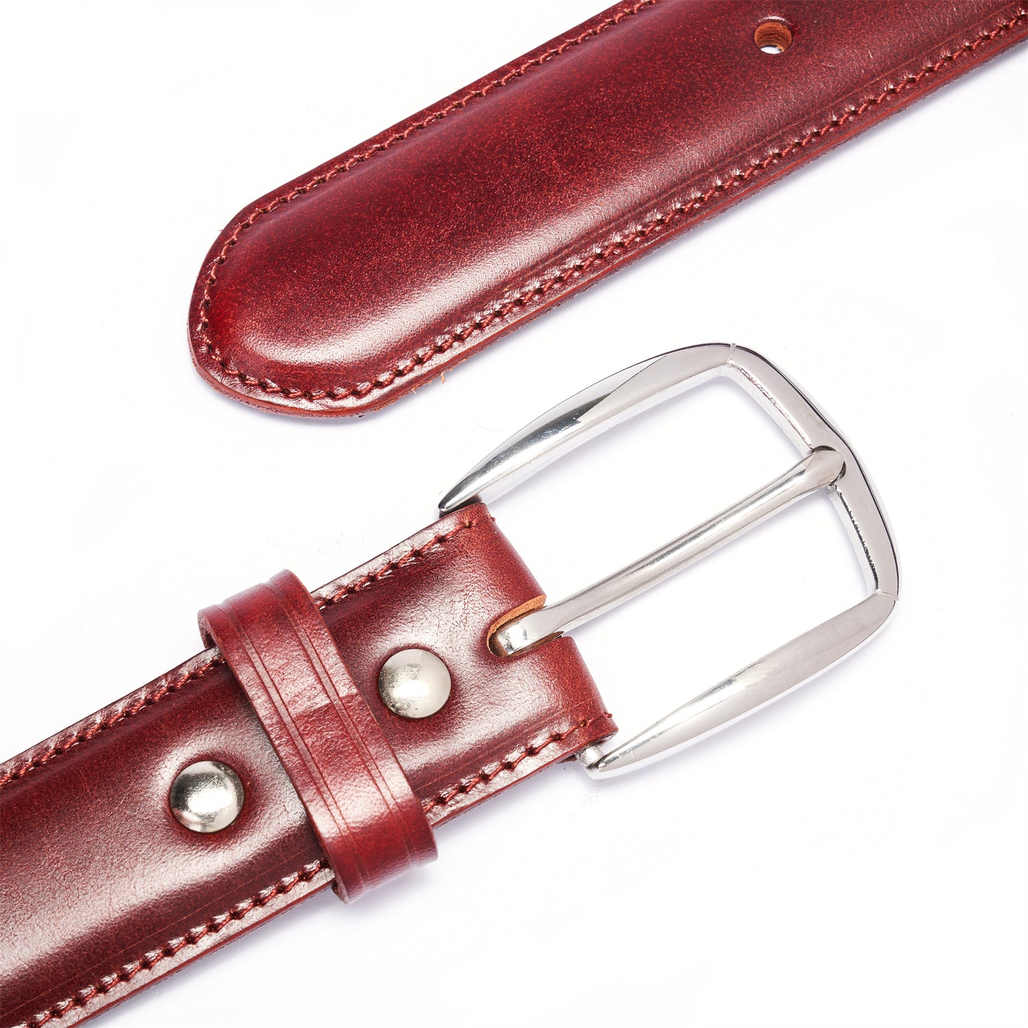 BELTLEY Deep Claret Heritage Belt – 38MM Full-Grain Leather Unisex