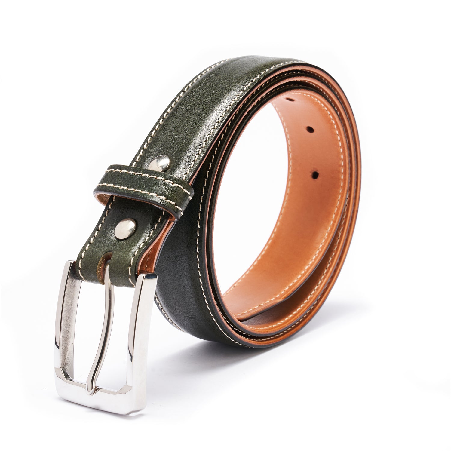 BELTLEY Deep Olive Heritage Belt – 35MM Full-Grain Leather