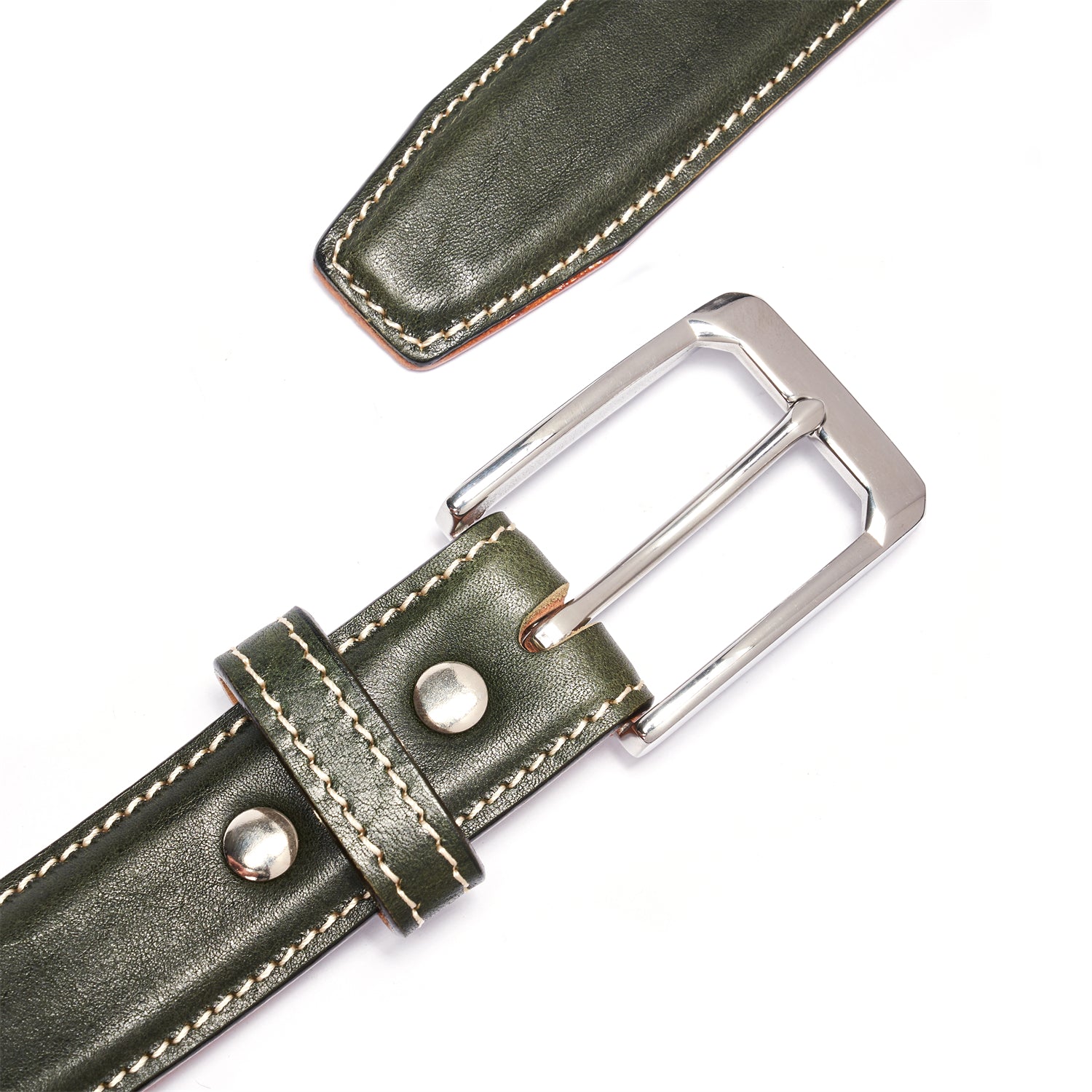 BELTLEY Deep Olive Heritage Belt – 35MM Full-Grain Leather