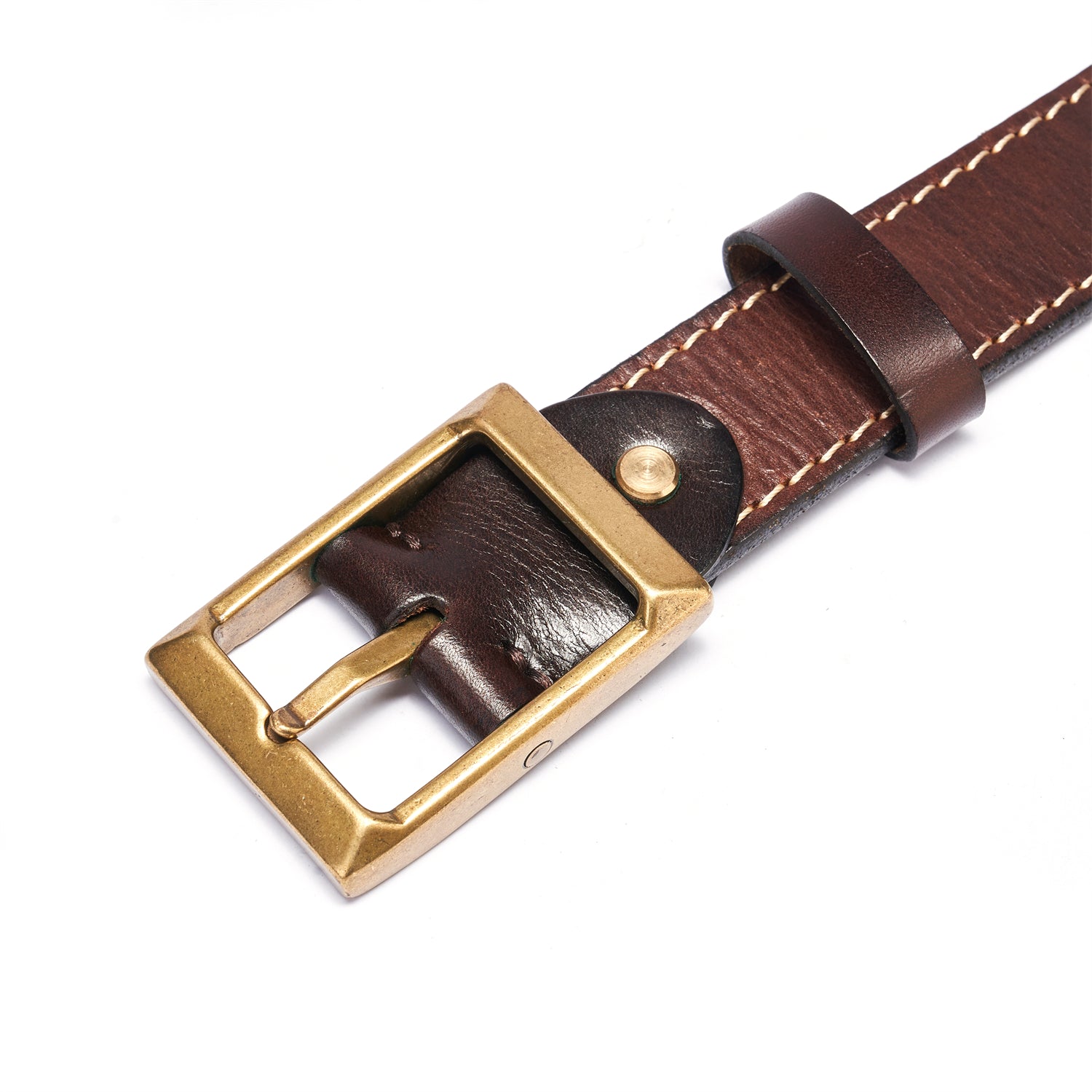BELTLEY Double-Thick Coffee Brown Leather Belt 1.5 - Heavy Duty Brass Buckle