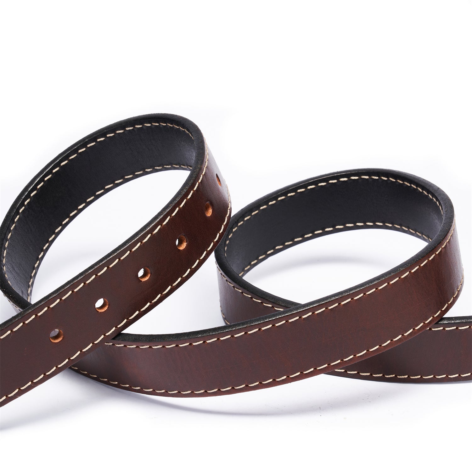 BELTLEY Double-Thick Coffee Brown Leather Belt 1.5 - Heavy Duty Brass Buckle
