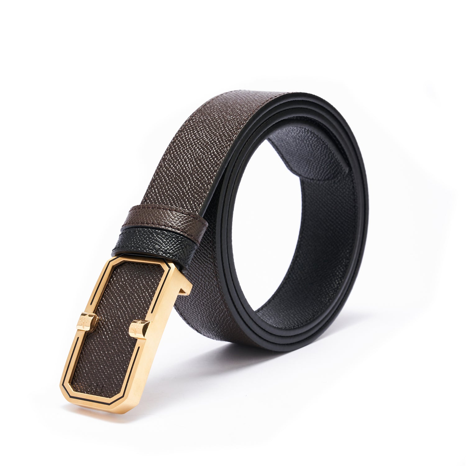 BELTLEY Elegant Dual-Layer Espresso Leather Belt With Plate Buckle - 1.38β Width