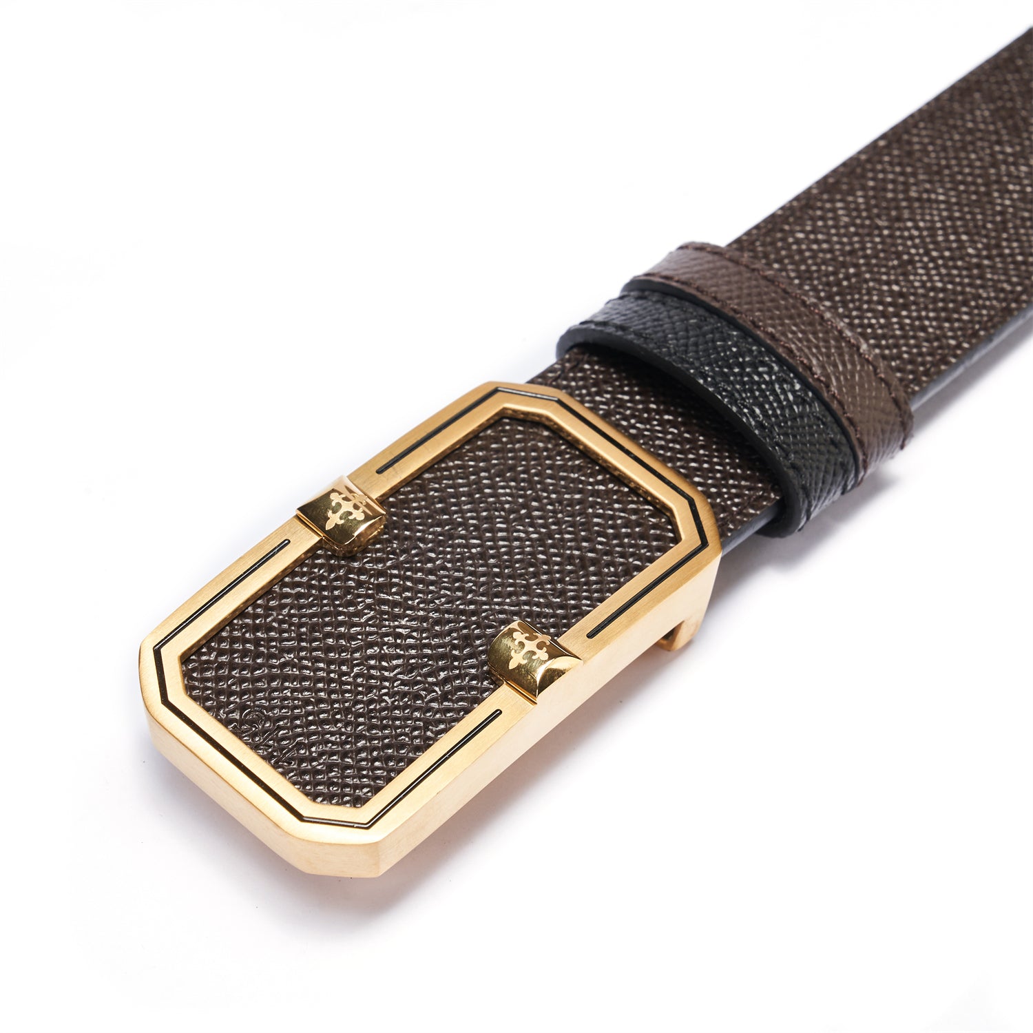 BELTLEY Elegant Dual-Layer Espresso Leather Belt With Plate Buckle - 1.38β Width