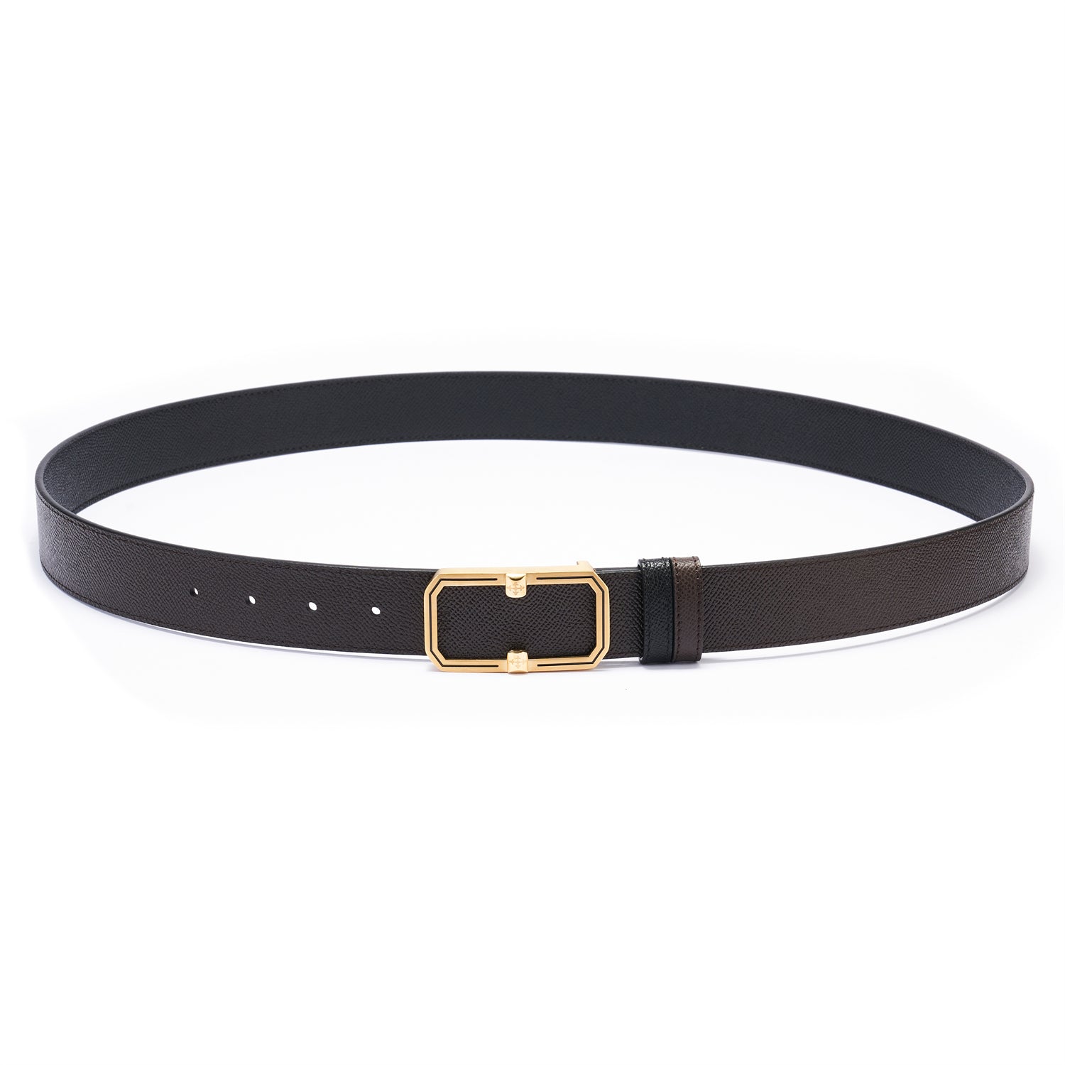 BELTLEY Elegant Dual-Layer Espresso Leather Belt With Plate Buckle - 1.38β Width