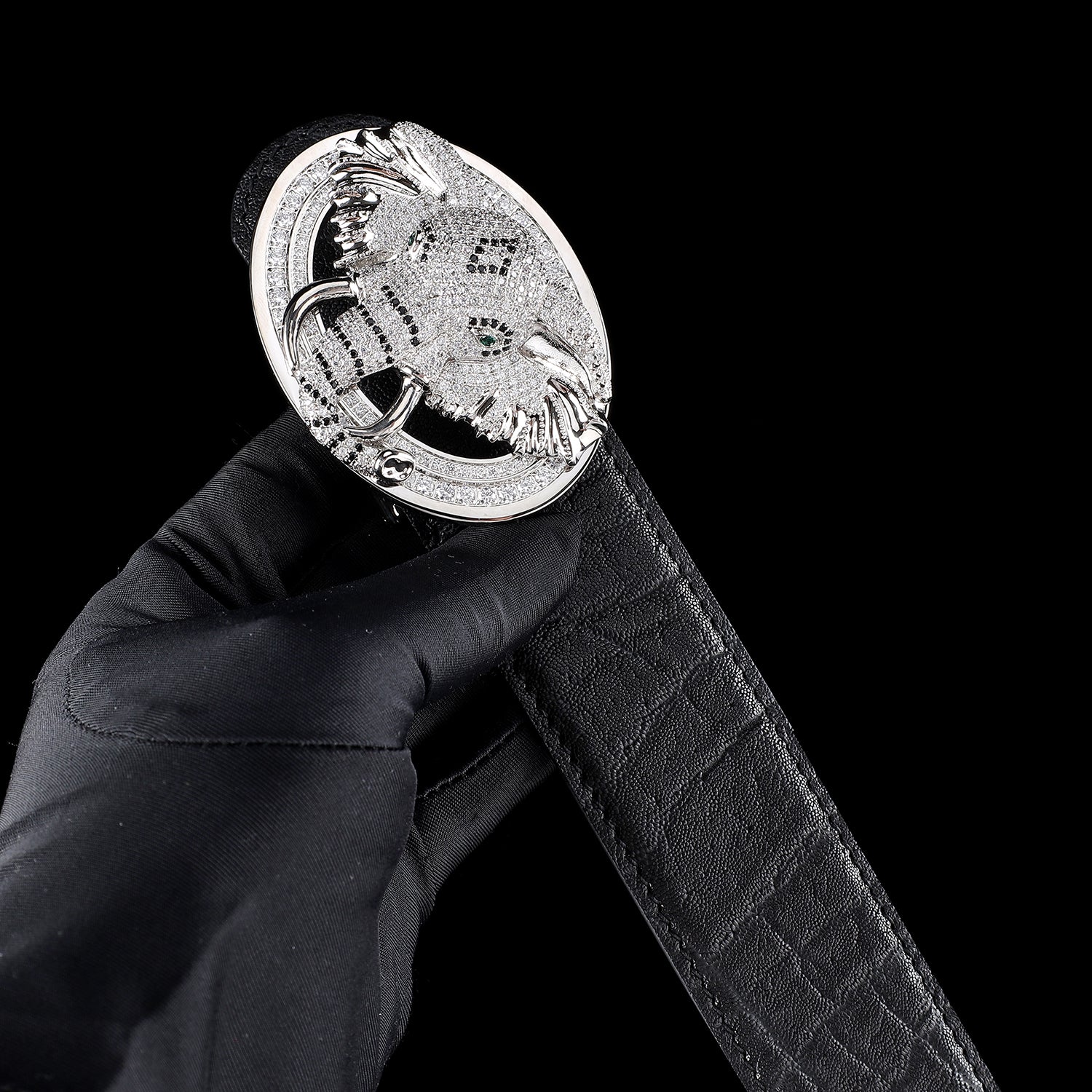 BELTLEY Elephant Skin Belt with Silver Elephant Buckle - 1.5 Inches