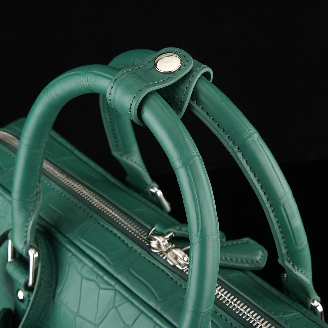BELTLEY Emerald Green Matte Crocodile Leather Briefcase
