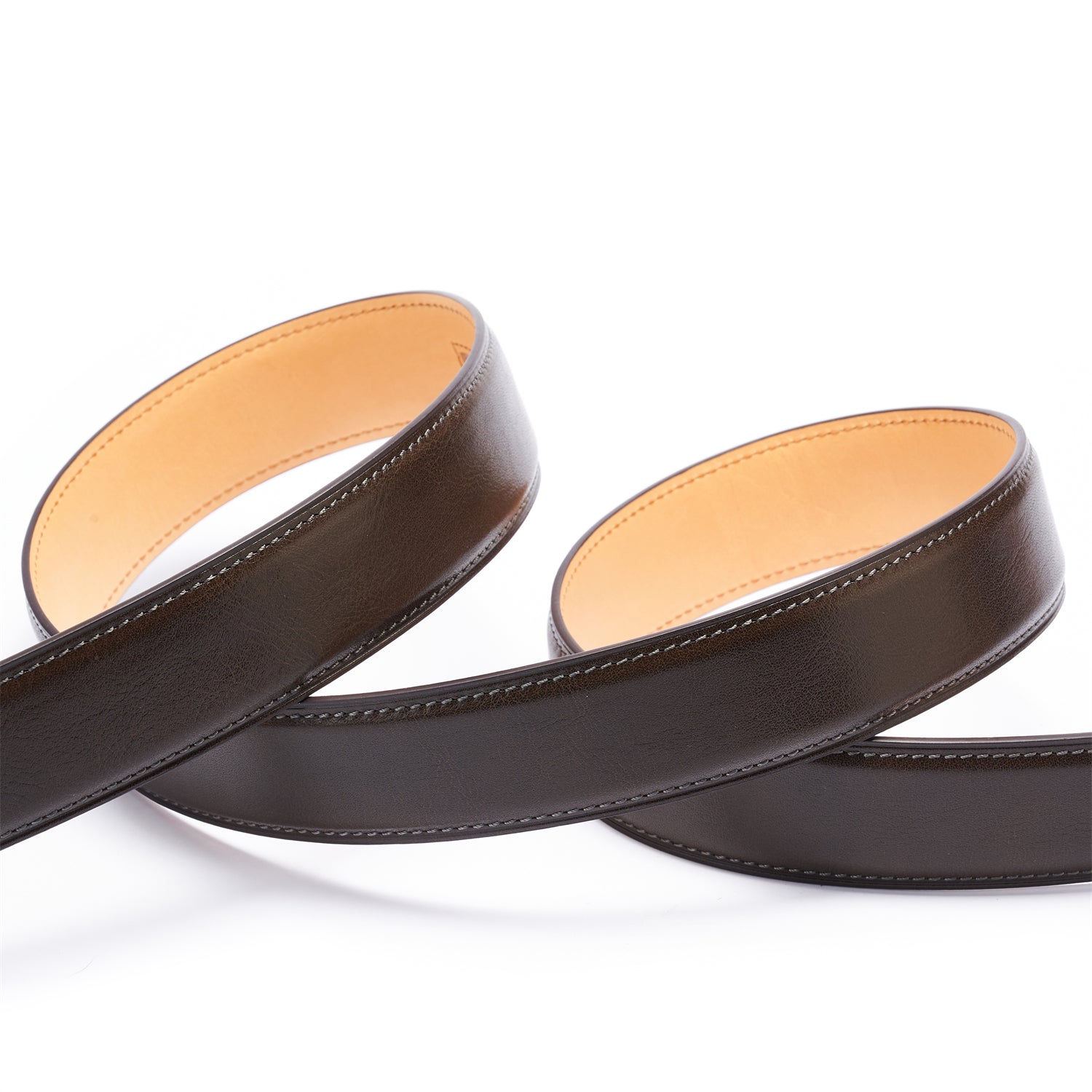 BELTLEY Espresso Italian Full-Grain Leather Belt with Japanese Oak Leather Base Layer