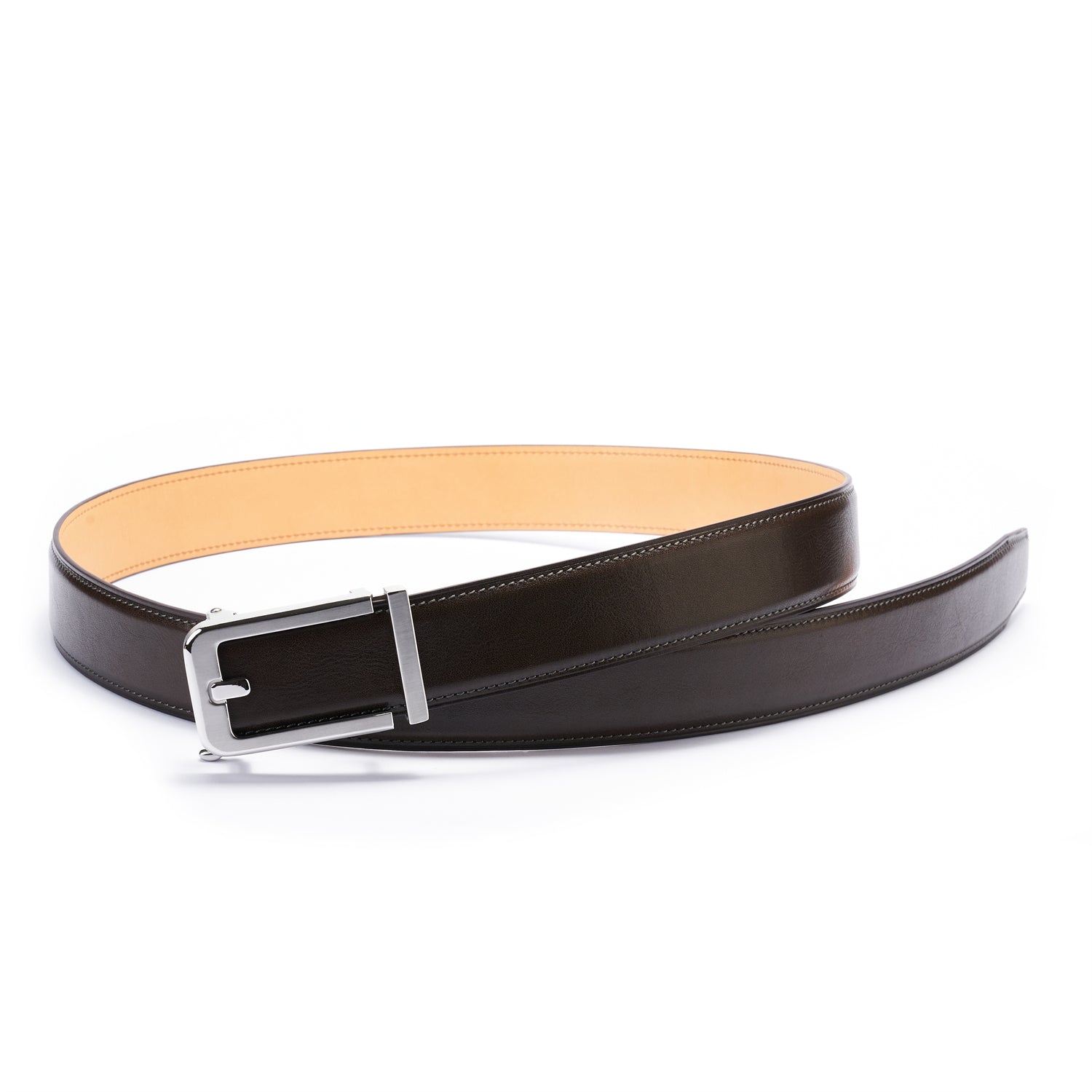 BELTLEY Espresso Italian Full-Grain Leather Belt with Japanese Oak Leather Base Layer